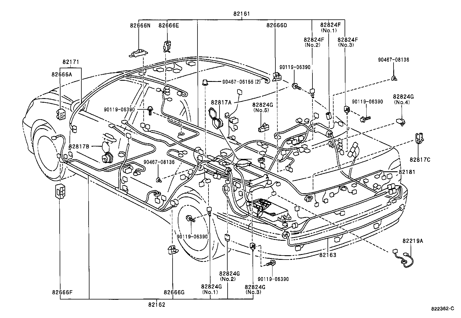 82191-50100 WIRE, FRONT SEAT, RH product image