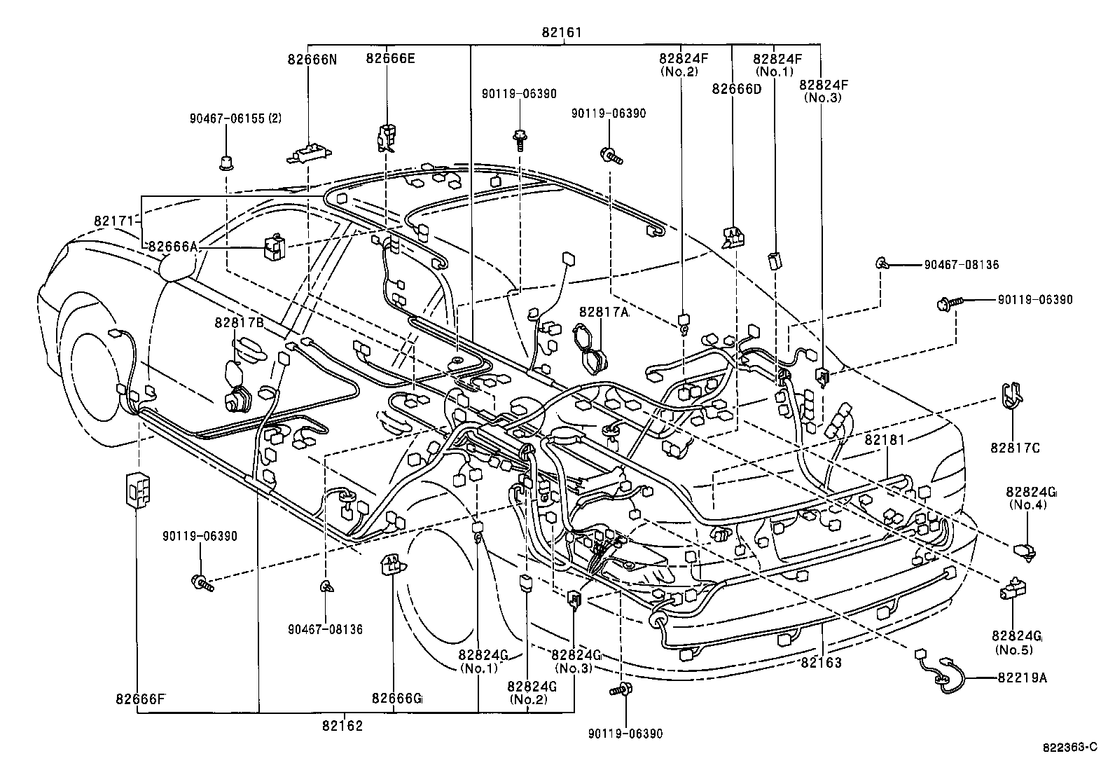 82191-50100 WIRE, FRONT SEAT, RH product image