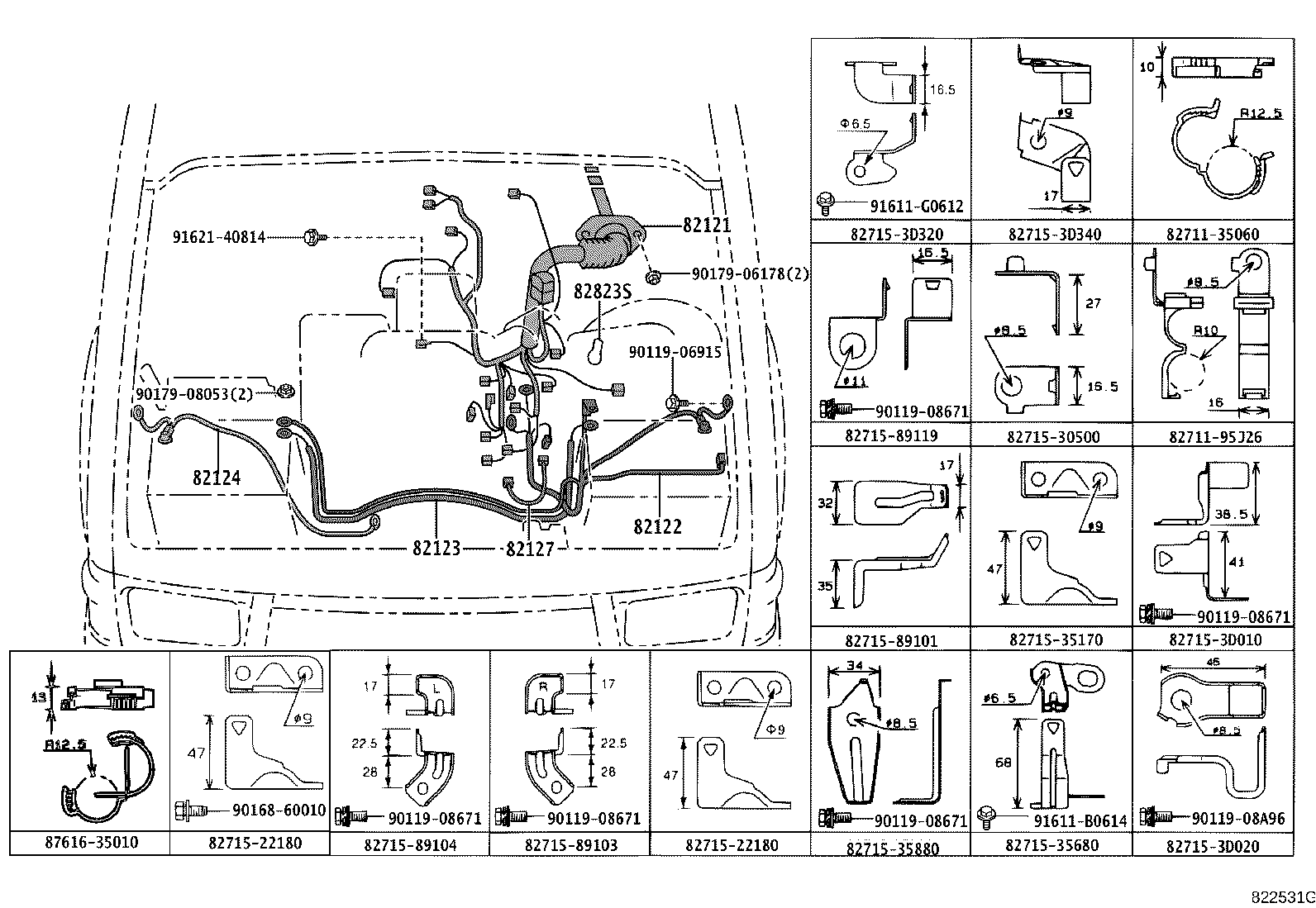 82122-3D030 WIRE, ENGINE, NO.2 product image