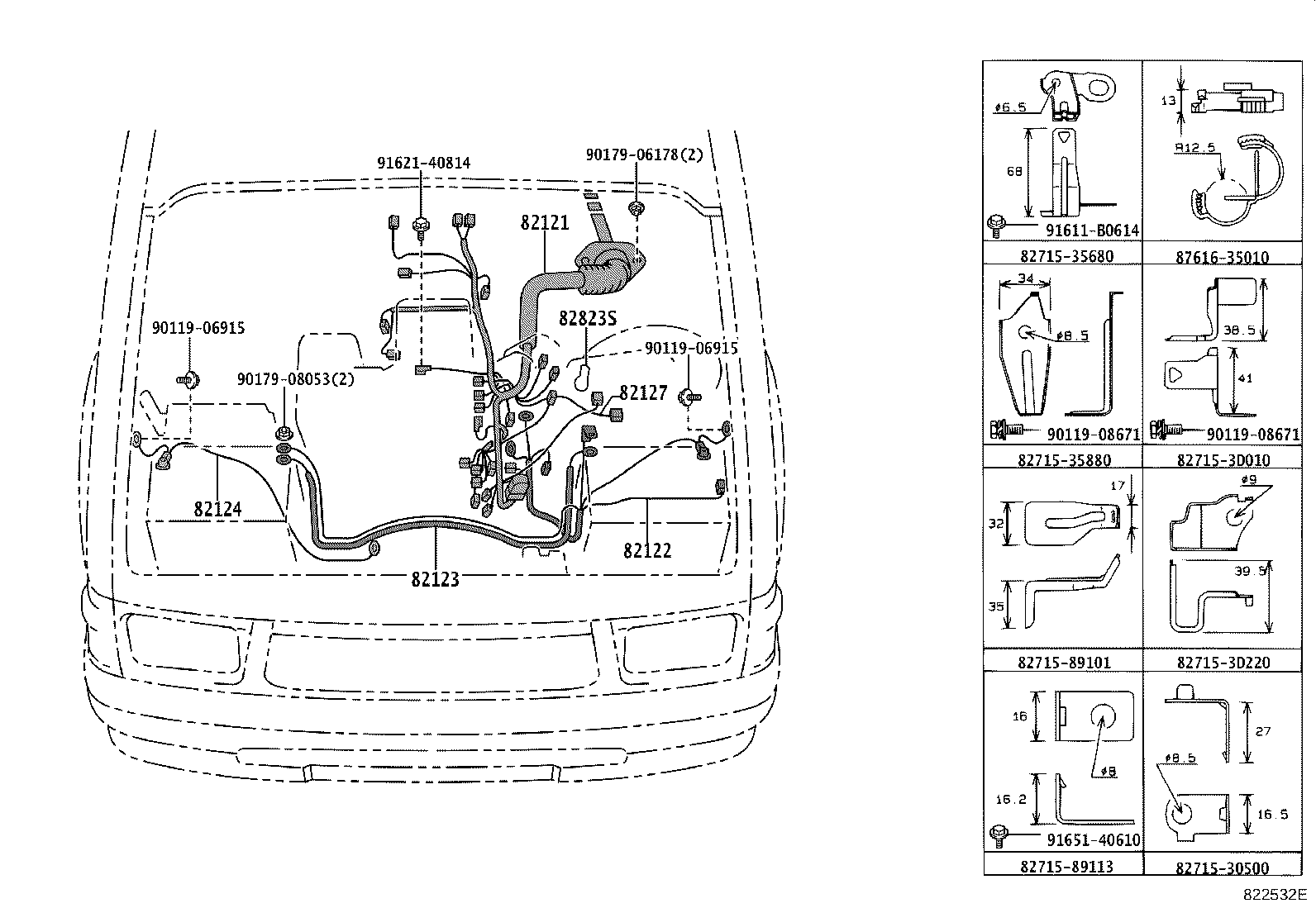 82122-3D030 WIRE, ENGINE, NO.2 product image