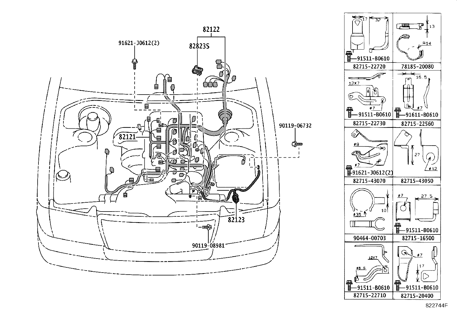 82154-43050 WIRE, REAR DOOR, NO.2 product image