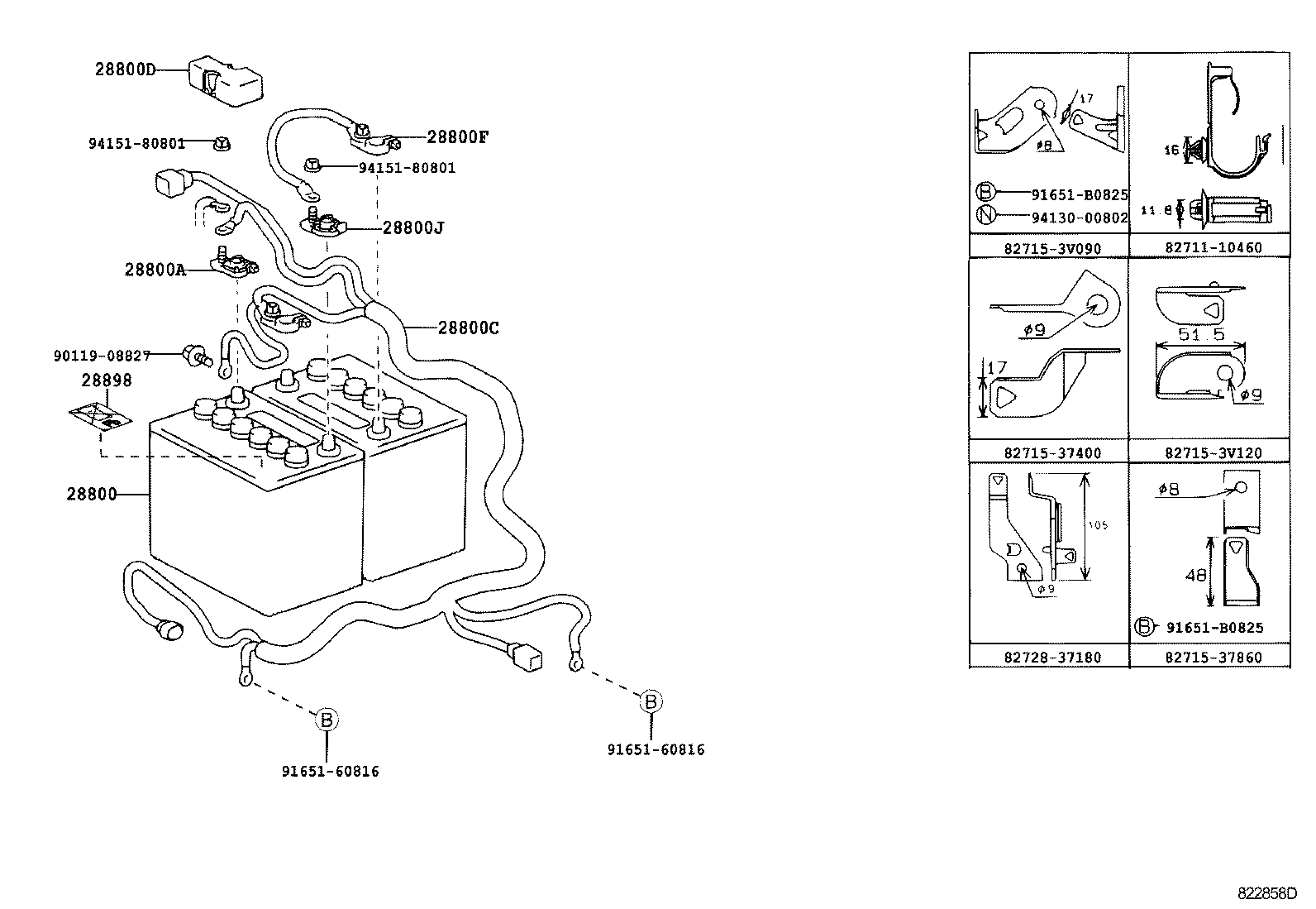 82122-37381 CABLE, BATTERY TO STARTER(FOR BATTERY TO MAIN SWITCH) product image