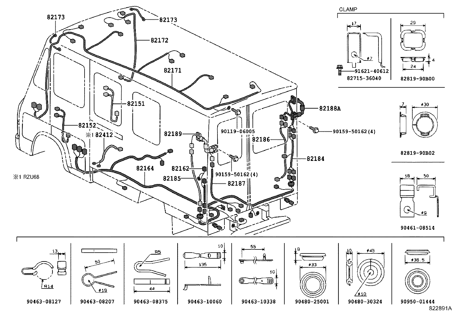 82151-25090 WIRE, FRONT DOOR, RH product image