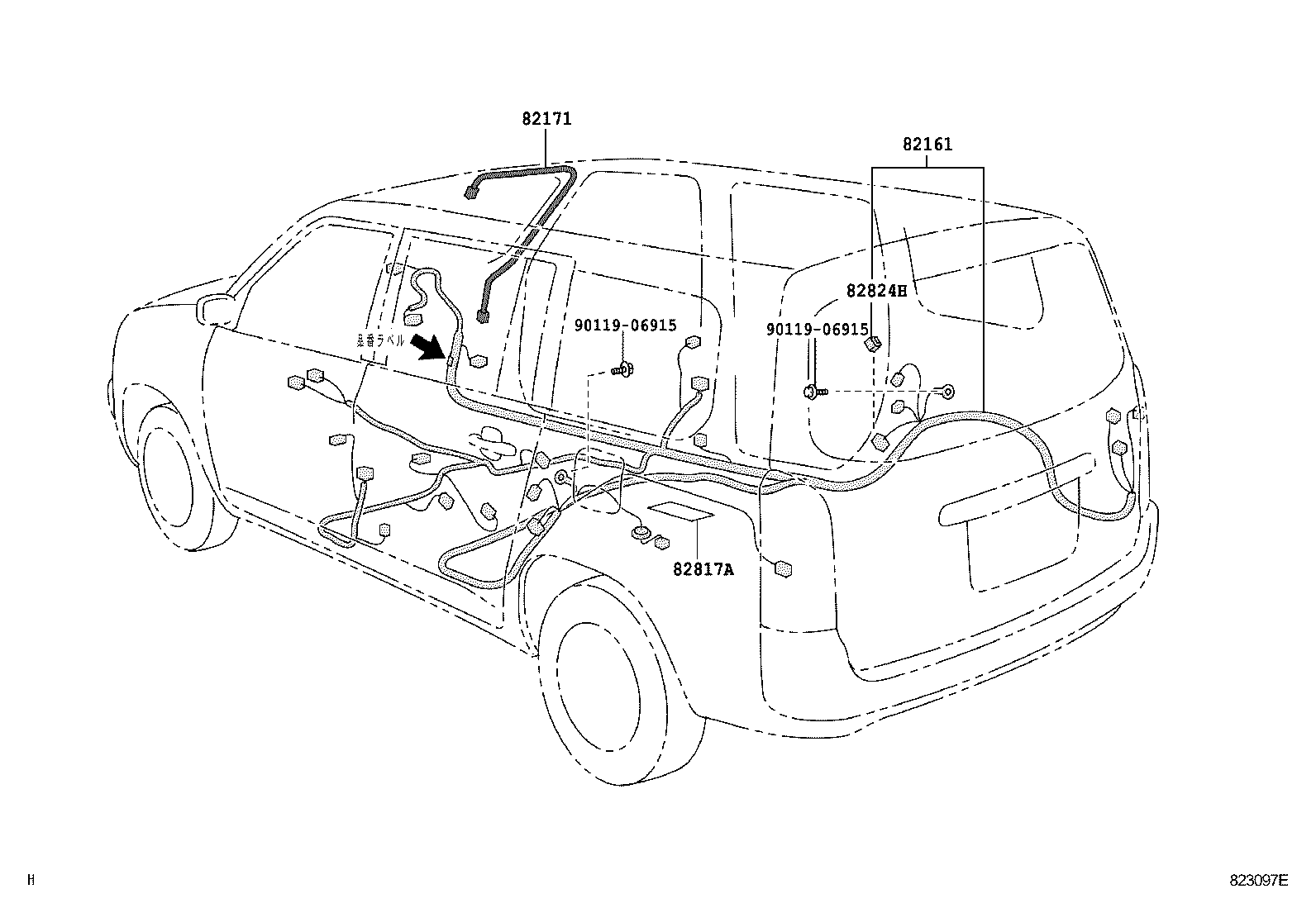 82153-52080 WIRE, REAR DOOR, NO.1 product image