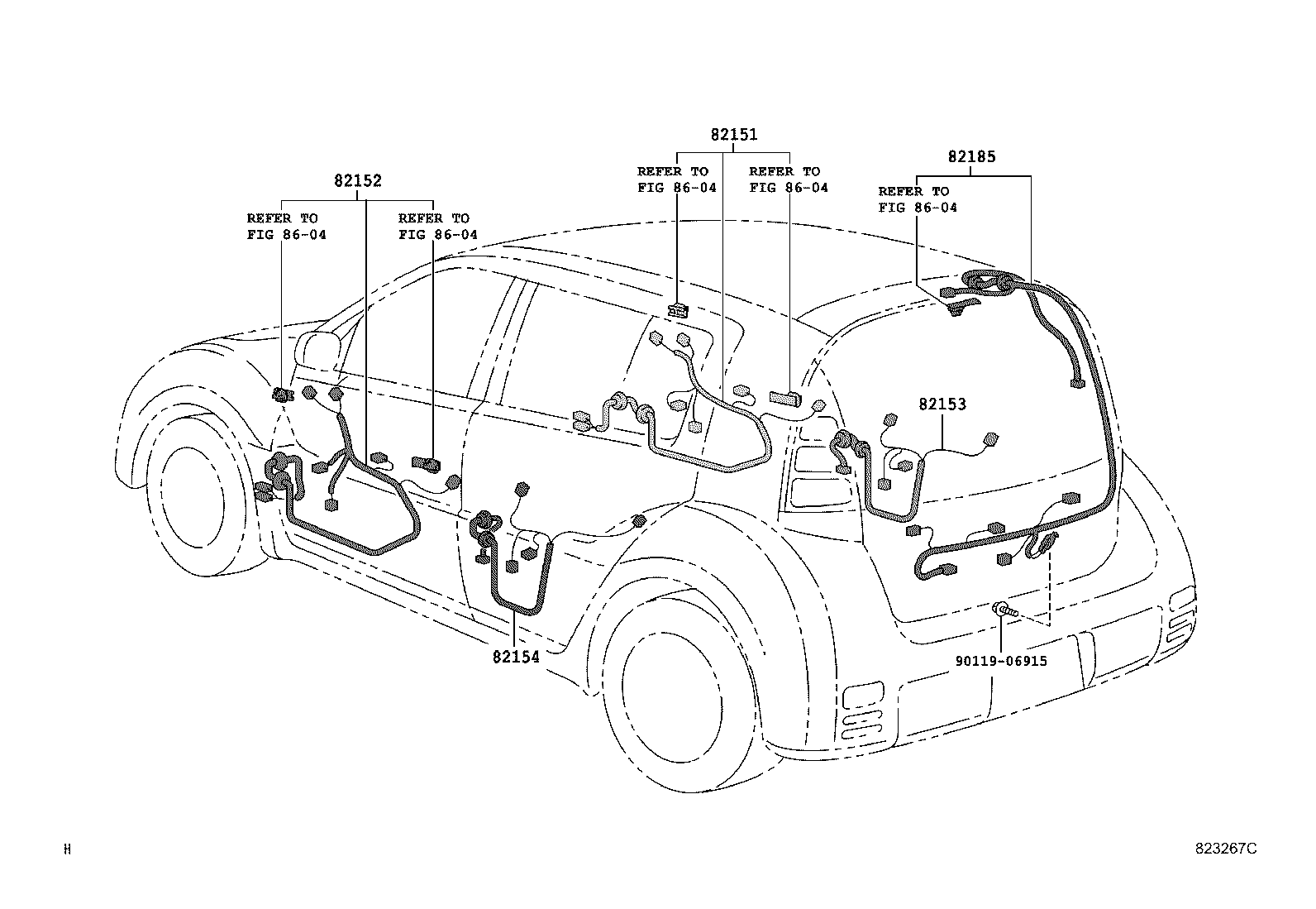 82154-52120 WIRE, REAR DOOR, NO.2 product image