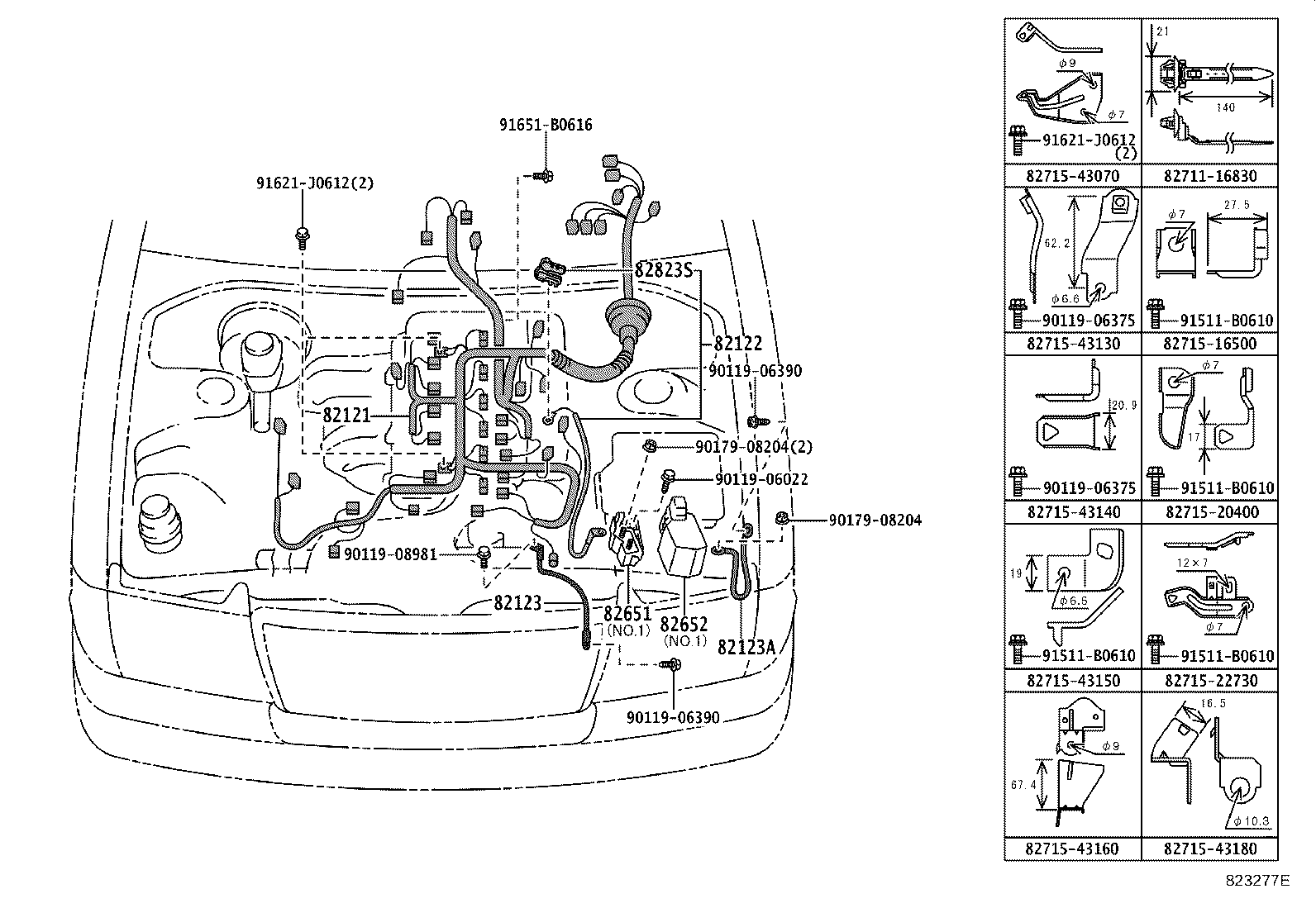 82154-43050 WIRE, REAR DOOR, NO.2 product image