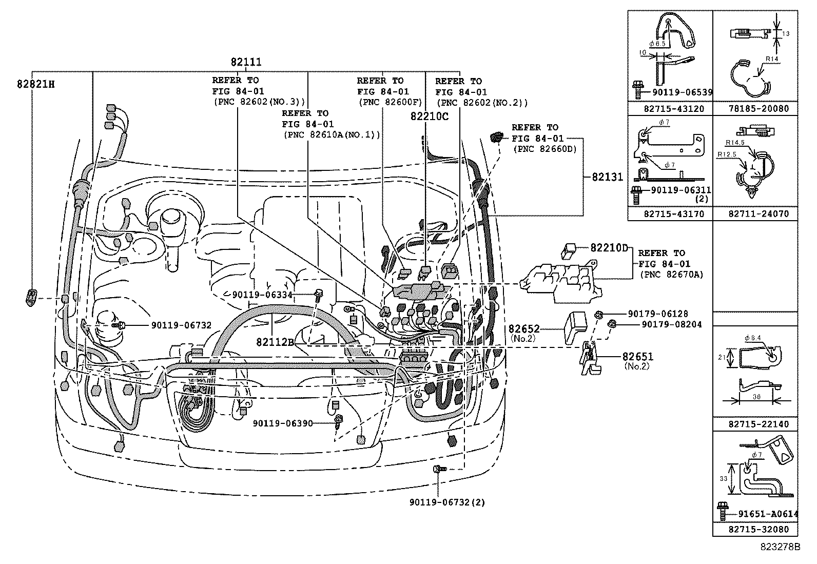 82154-43050 WIRE, REAR DOOR, NO.2 product image