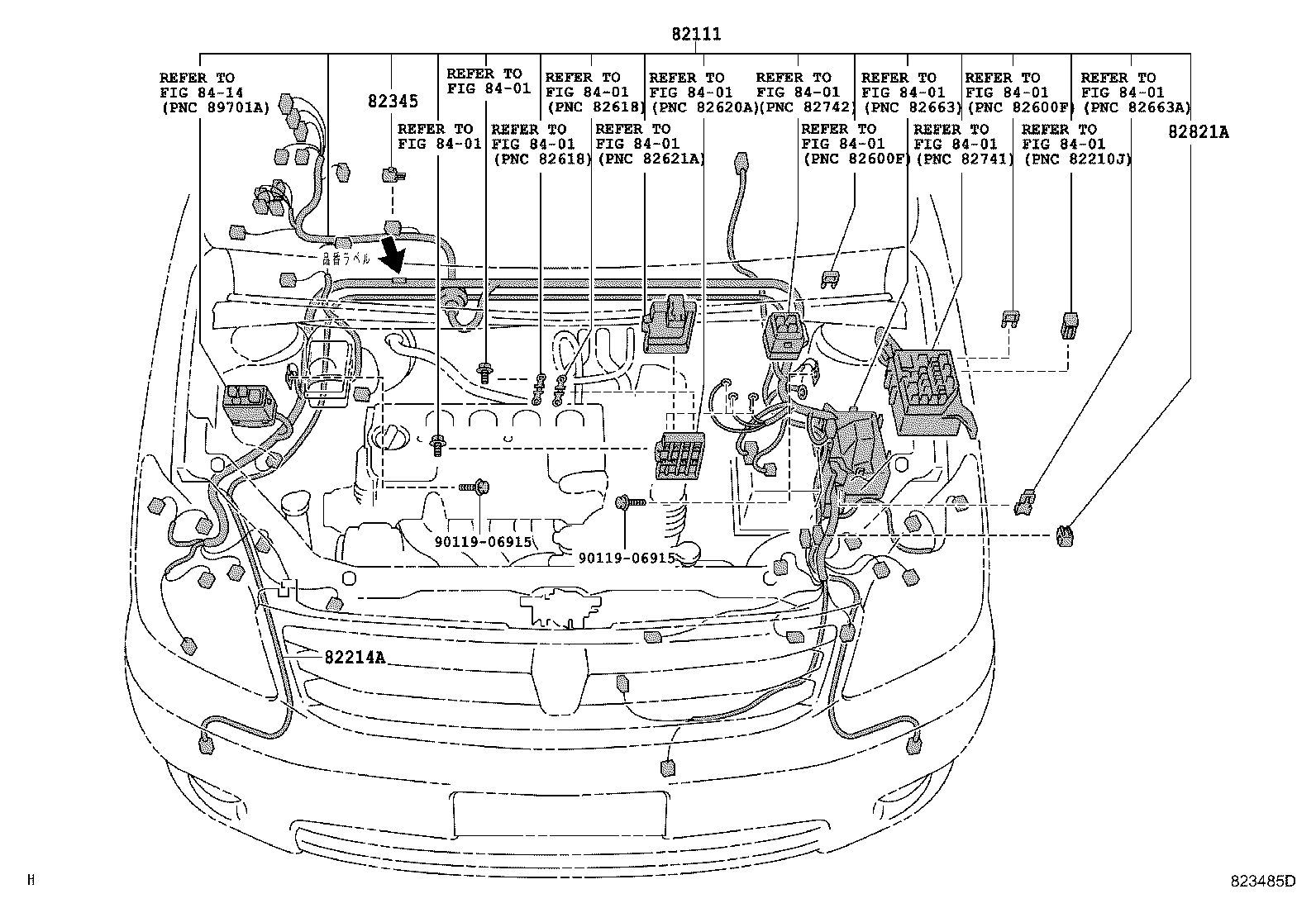 82054-46010 WIRE, REAR DOOR, NO.2 product image