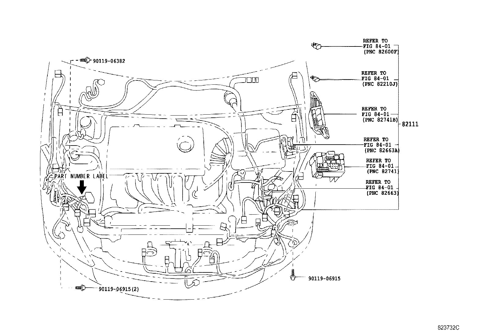 82142-68010 WIRE, INSTRUMENT PANEL, NO.2 product image