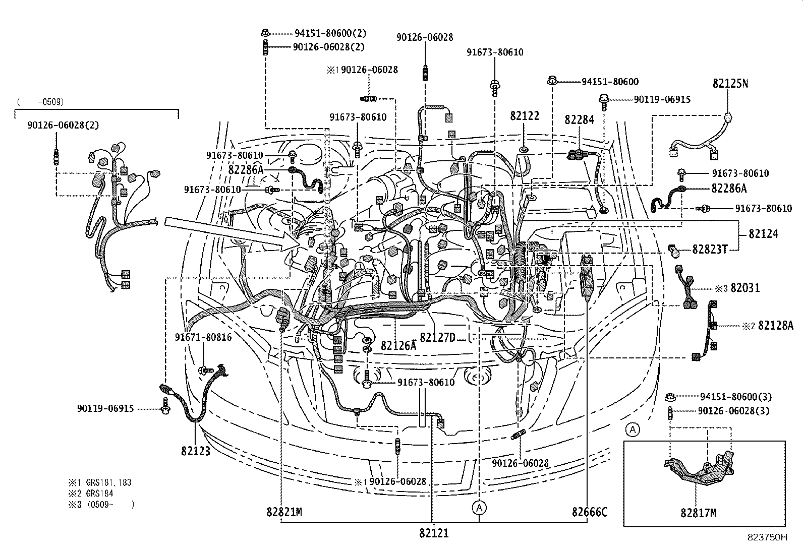 82124-30280 WIRE, ENGINE, NO.4 product image