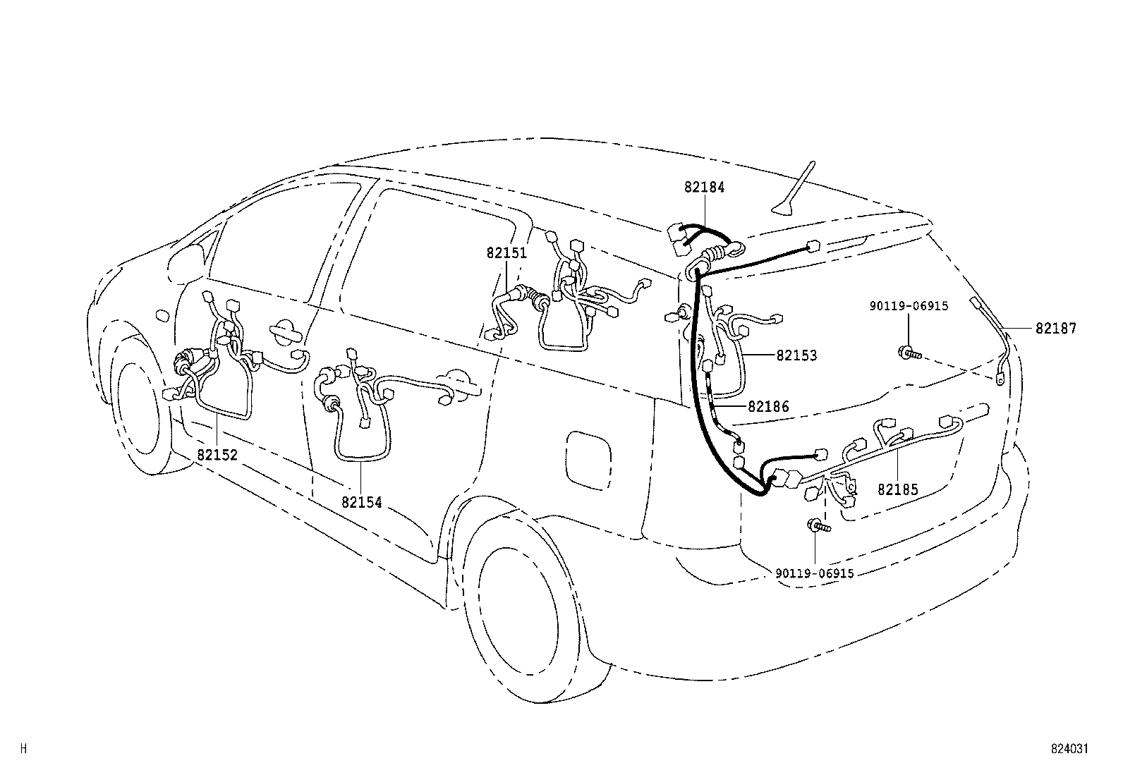 82142-68010 WIRE, INSTRUMENT PANEL, NO.2 product image