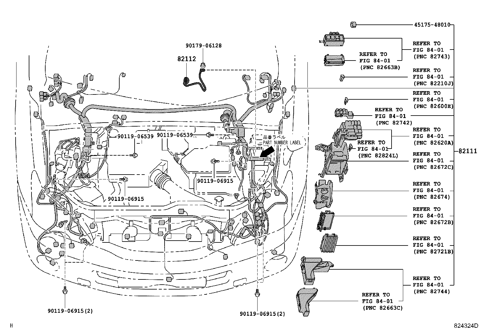 82142-48040 WIRE, INSTRUMENT PANEL, NO.2 product image