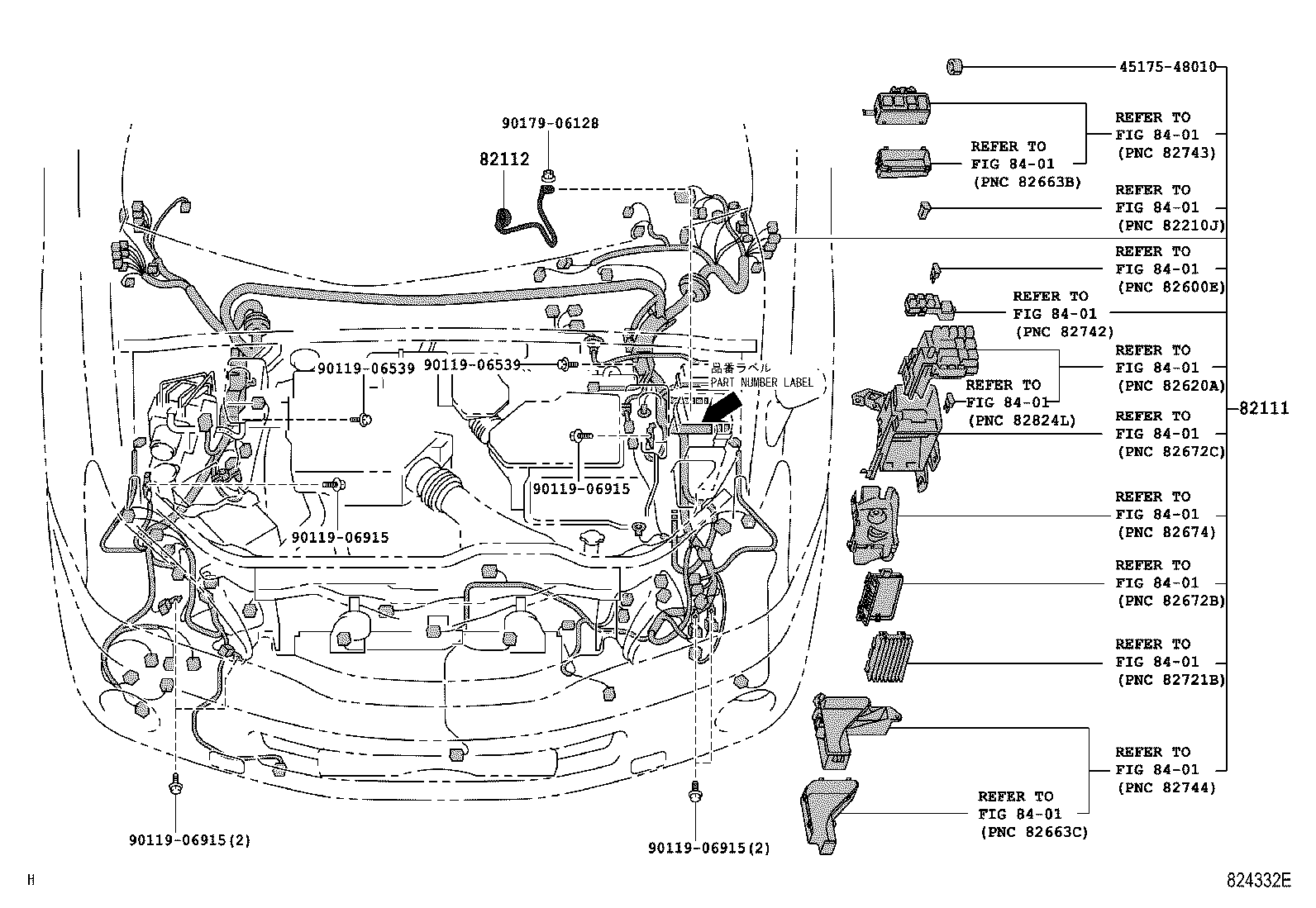 Toyota 82142-48060 WIRE, INSTRUMENT PANEL, NO.2