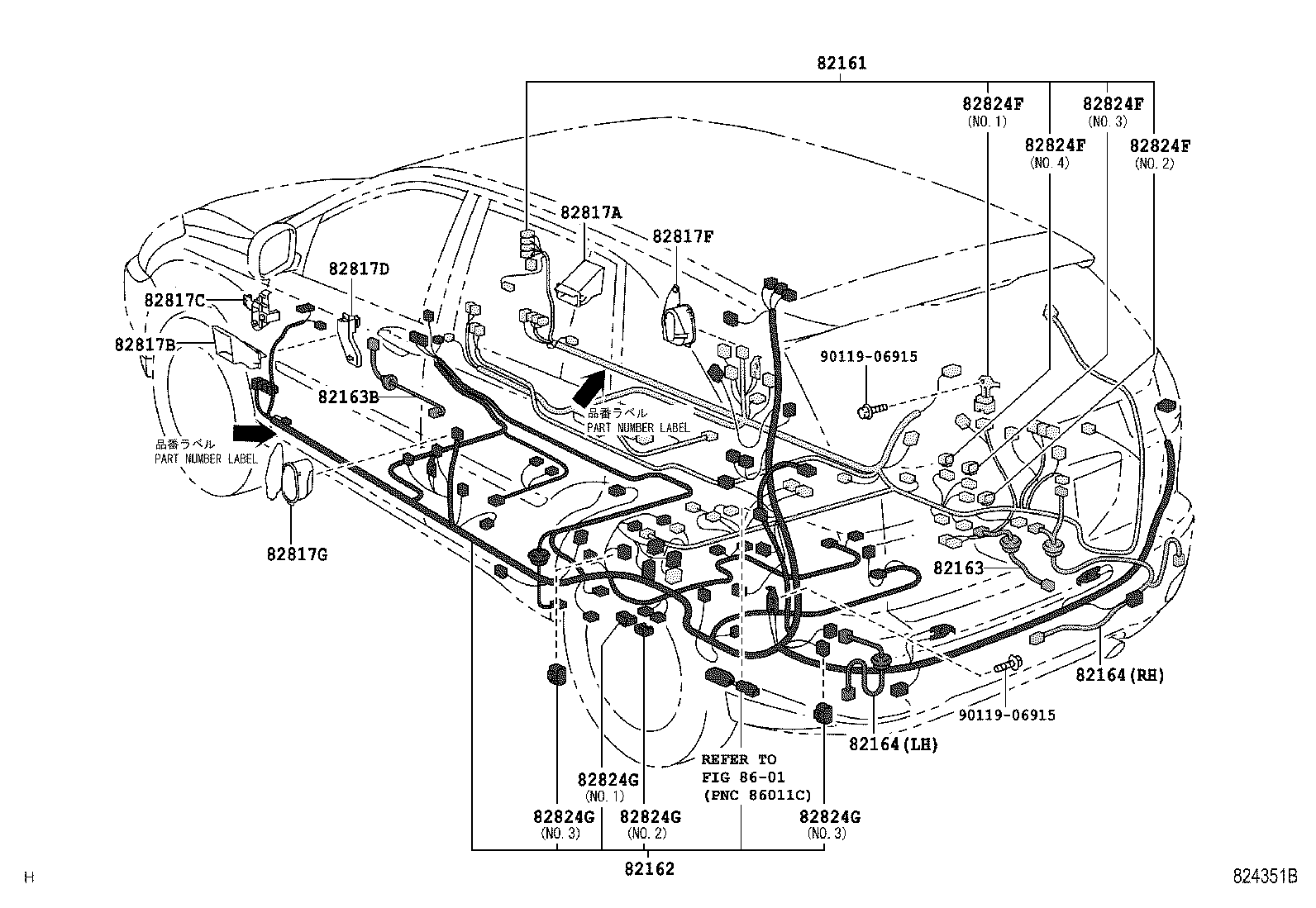 82142-48130 WIRE, INSTRUMENT PANEL, NO.2 product image