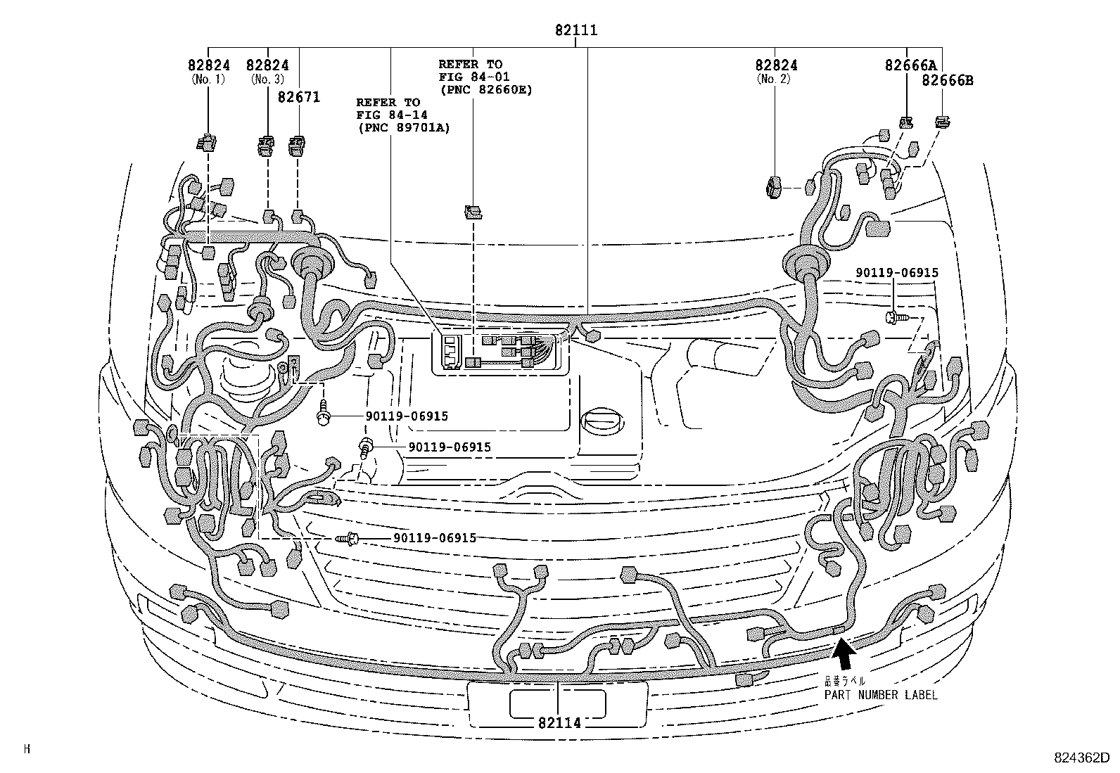 82124-58010 WIRE, ENGINE, NO.4 product image