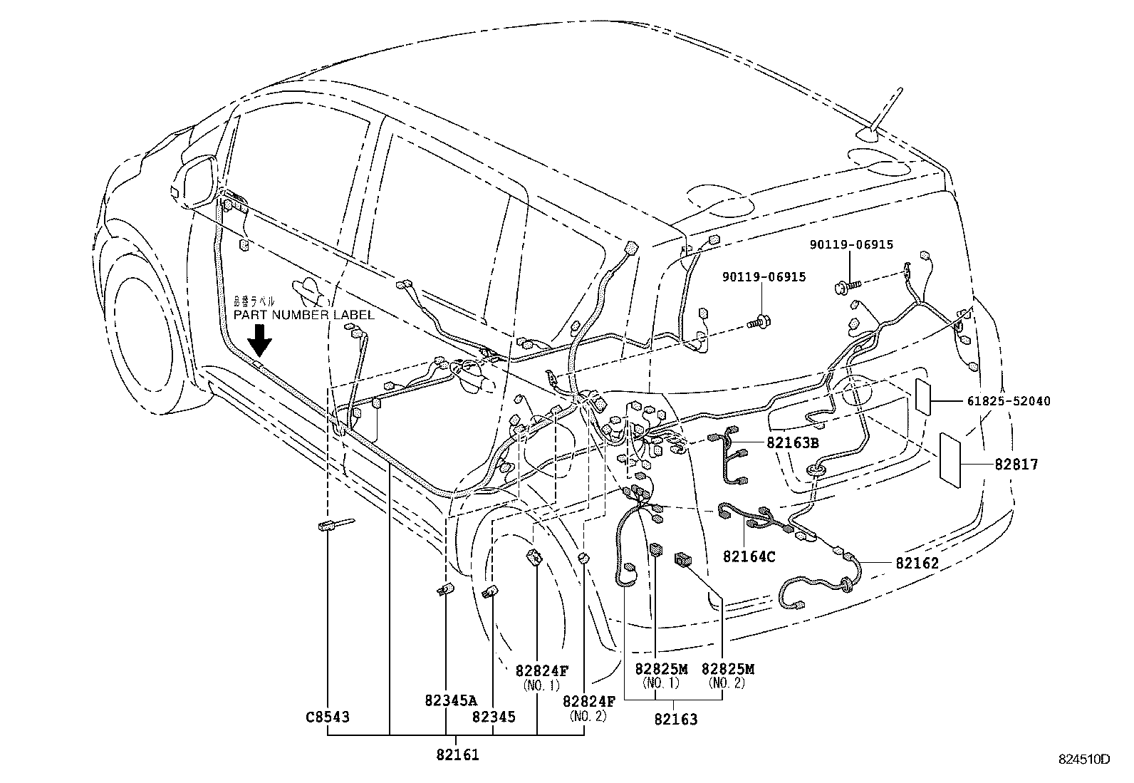 82142-52200 WIRE, INSTRUMENT PANEL, NO.2 product image