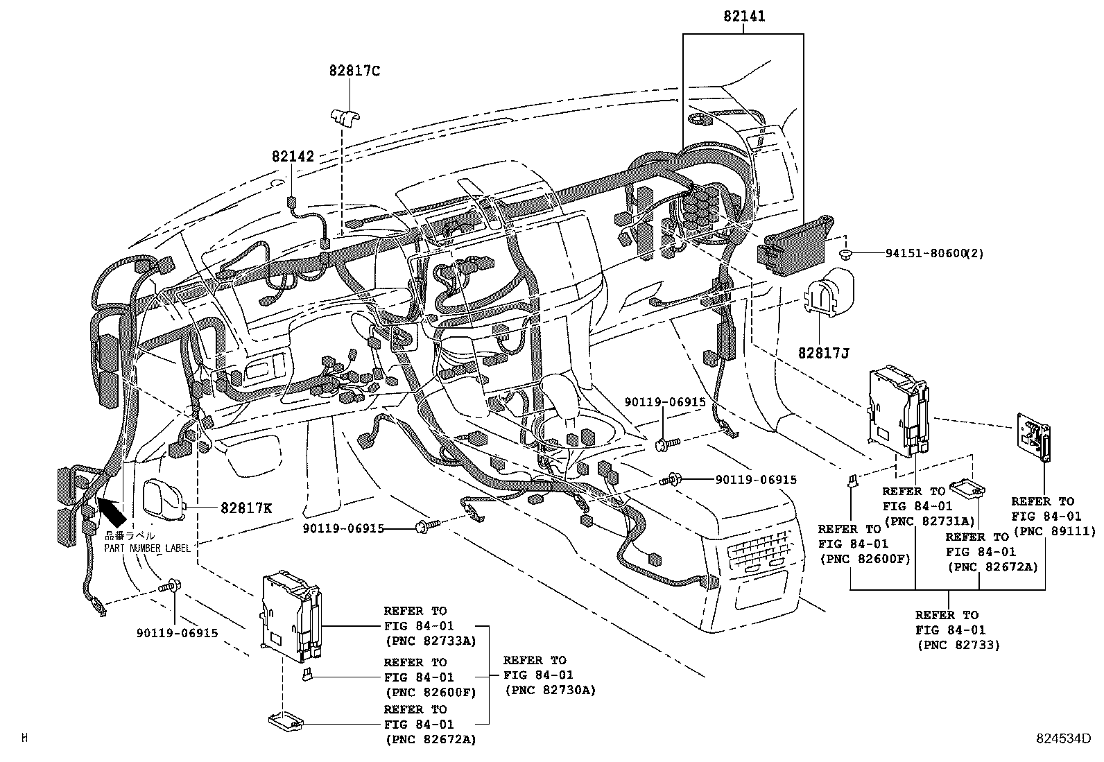 82142-0P010 WIRE, INSTRUMENT PANEL, NO.2 product image