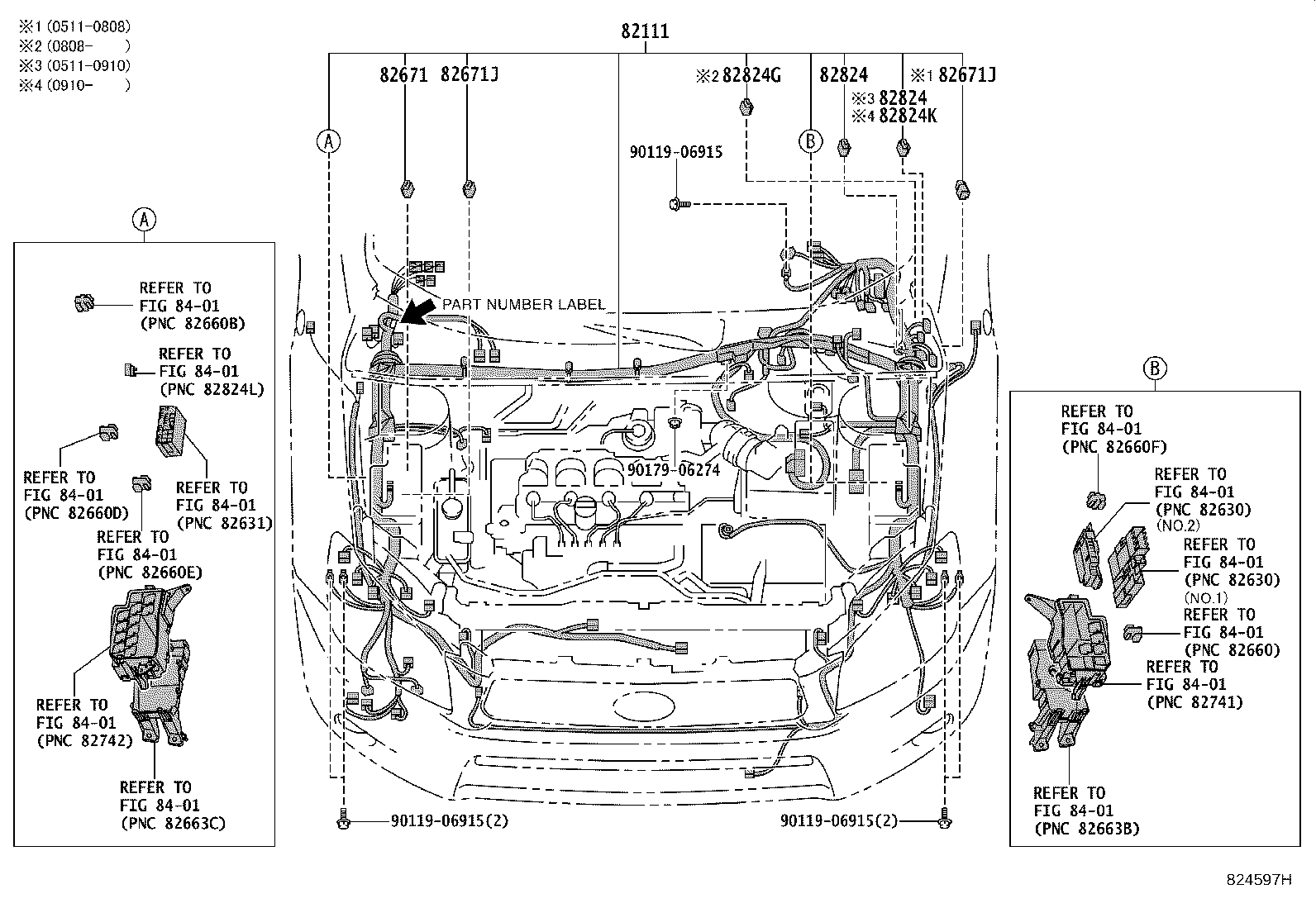 Toyota 82153-42130 WIRE, REAR DOOR, NO.1