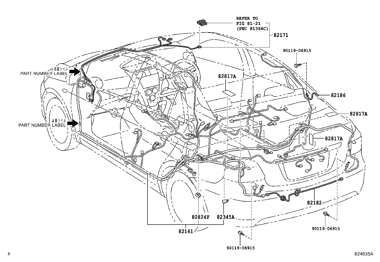 82142-52250 WIRE, INSTRUMENT PANEL, NO.2 product image