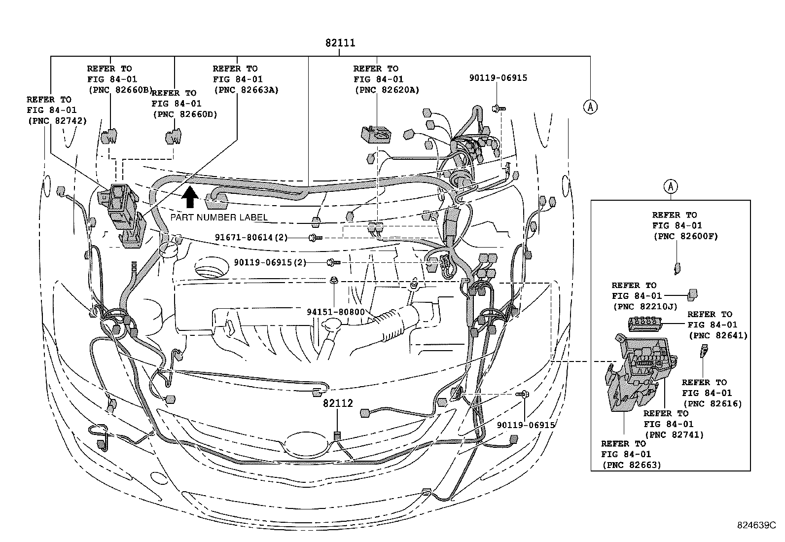 Toyota 82152-52B80 WIRE, FRONT DOOR, LH