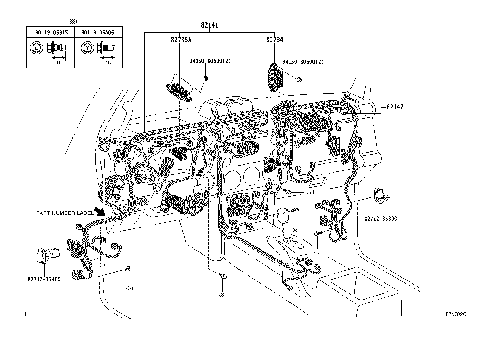 82142-35360 WIRE, INSTRUMENT PANEL, NO.2 product image