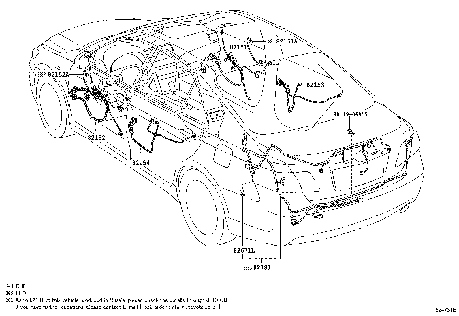82142-33360 WIRE, INSTRUMENT PANEL, NO.2 product image
