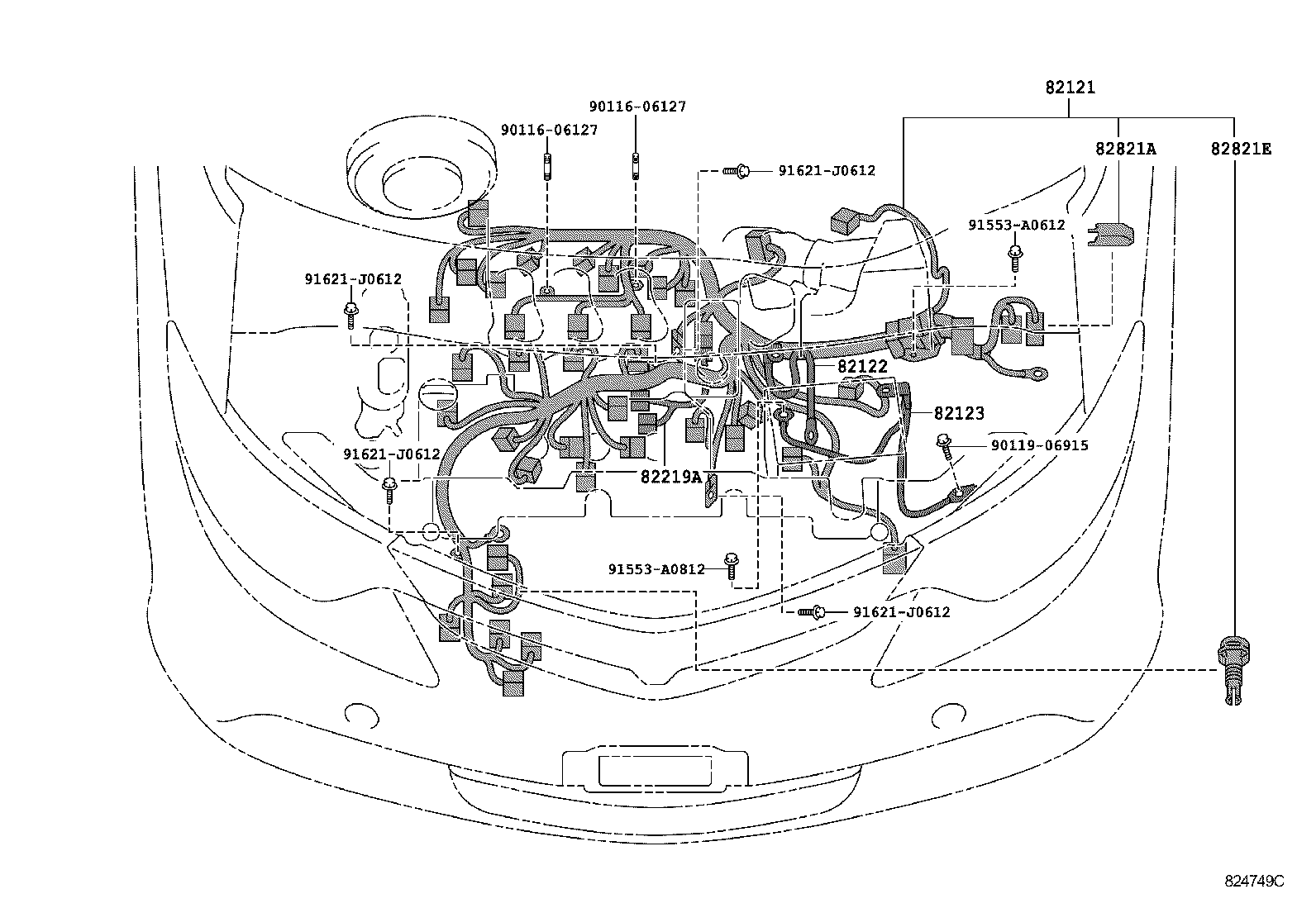 82142-28040 WIRE, INSTRUMENT PANEL, NO.2 product image