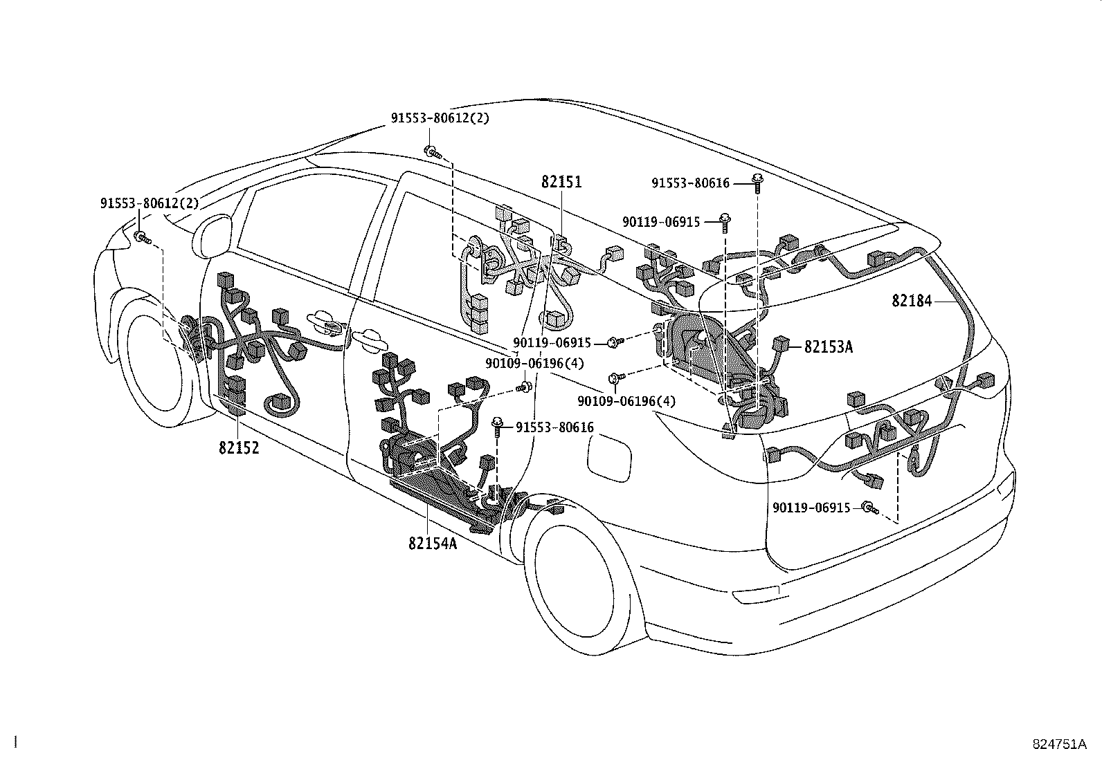 82142-28040 WIRE, INSTRUMENT PANEL, NO.2 product image