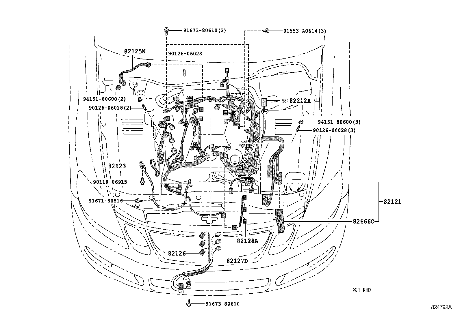 82113-30670 WIRE, ENGINE ROOM, NO.3 product image