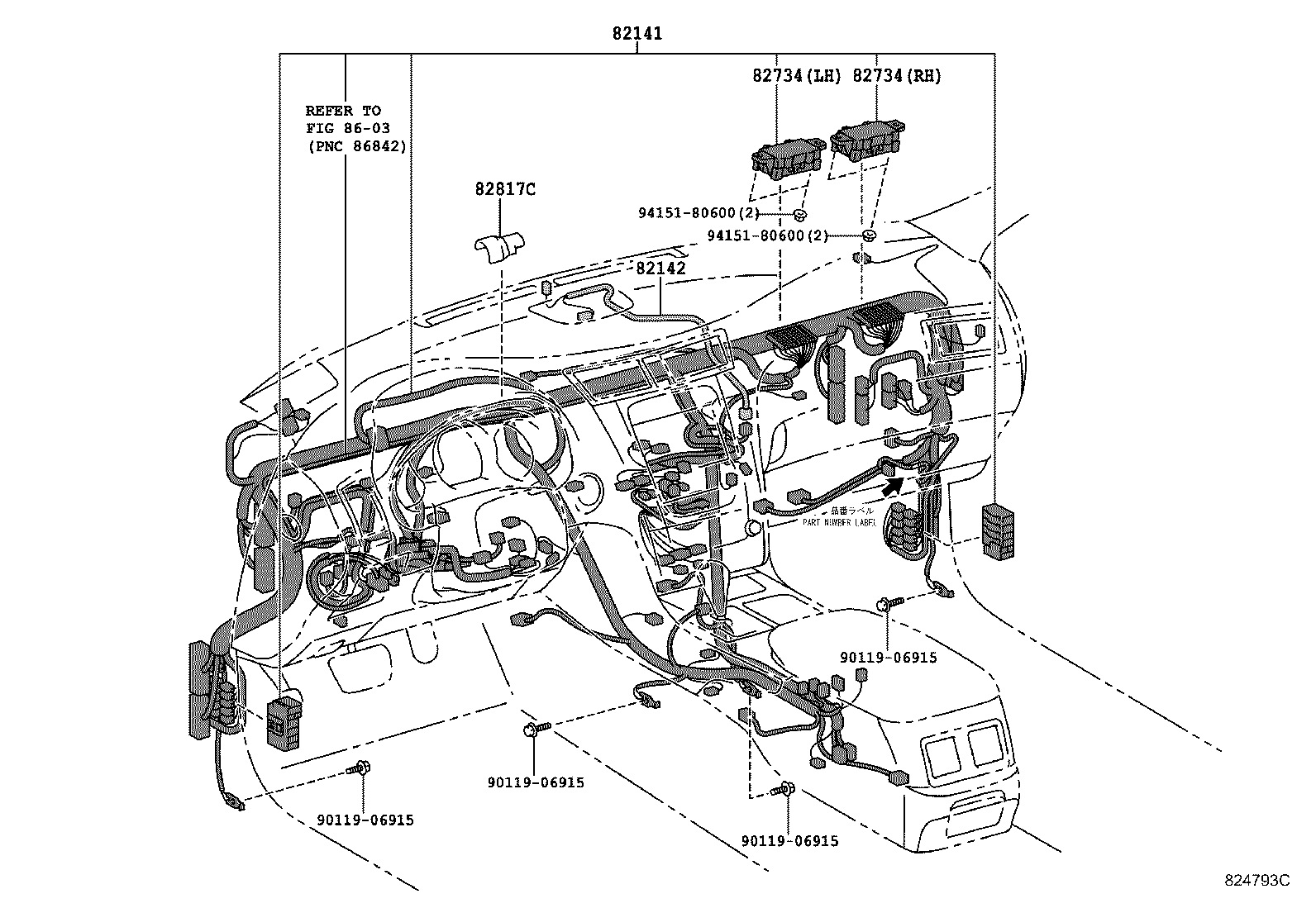 82113-30670 WIRE, ENGINE ROOM, NO.3 product image