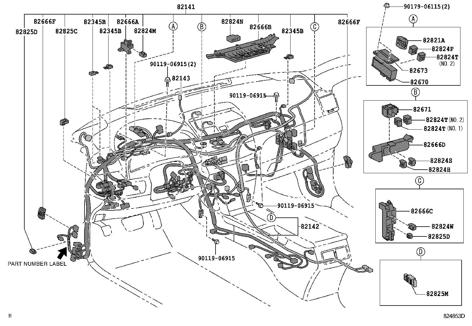 82142-06280 WIRE, INSTRUMENT PANEL, NO.2 product image
