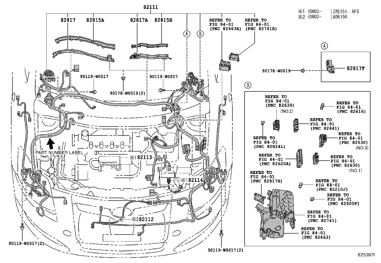82154-02760 WIRE, REAR DOOR, NO.2 product image