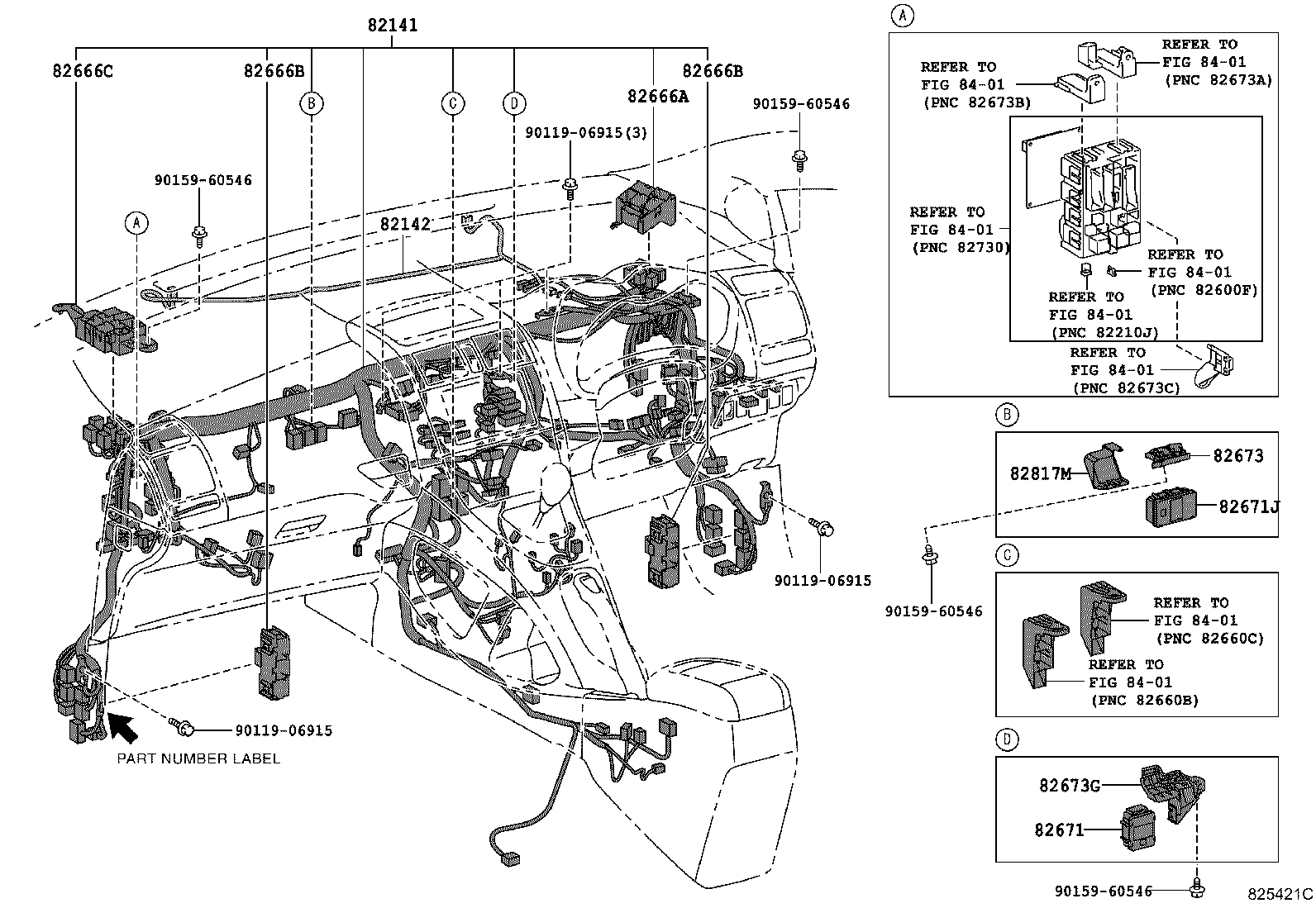 82142-12460 WIRE, INSTRUMENT PANEL, NO.2 product image