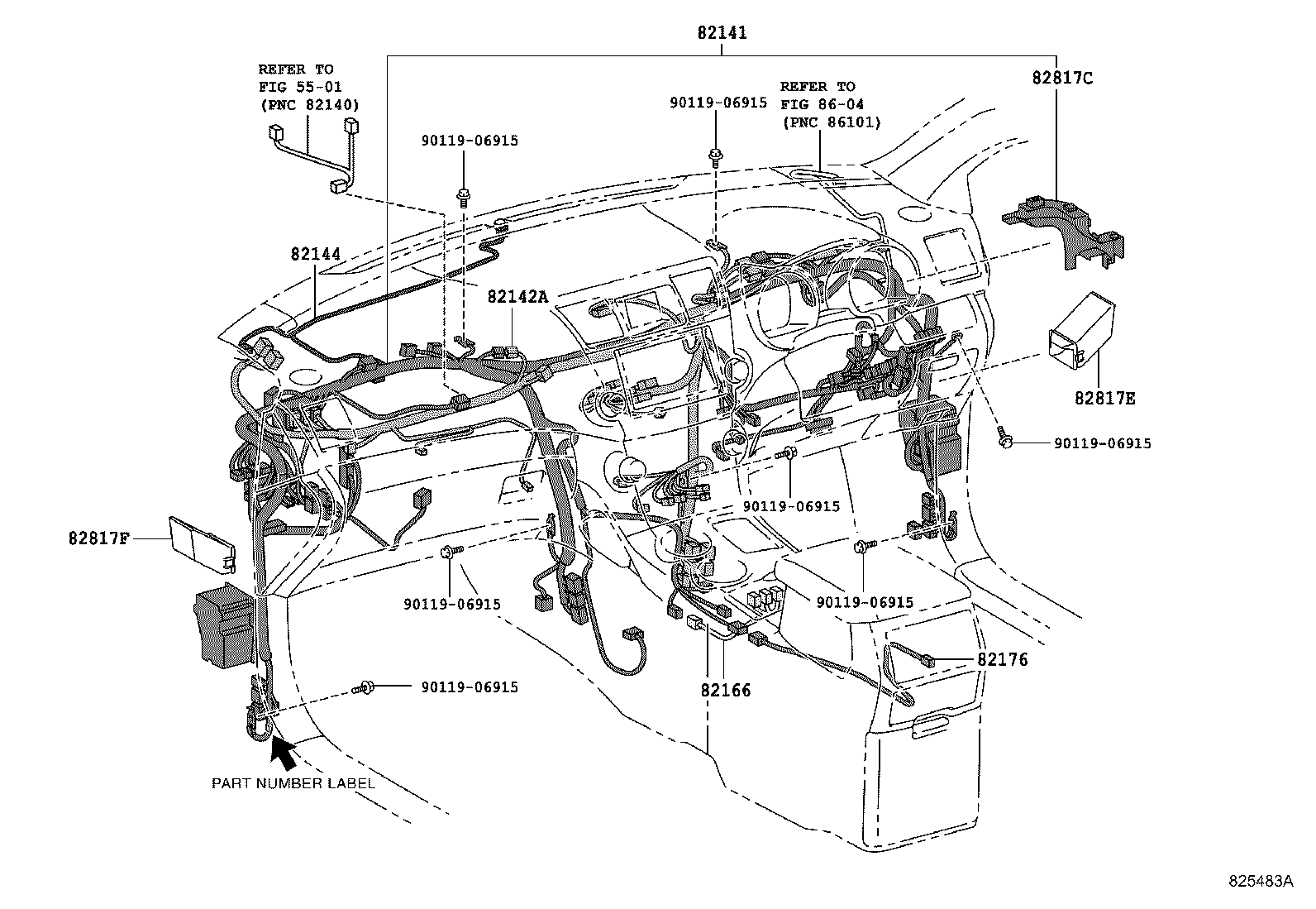 82817-48A90 PROTECTOR, WIRING HARNESS, NO.2 product image