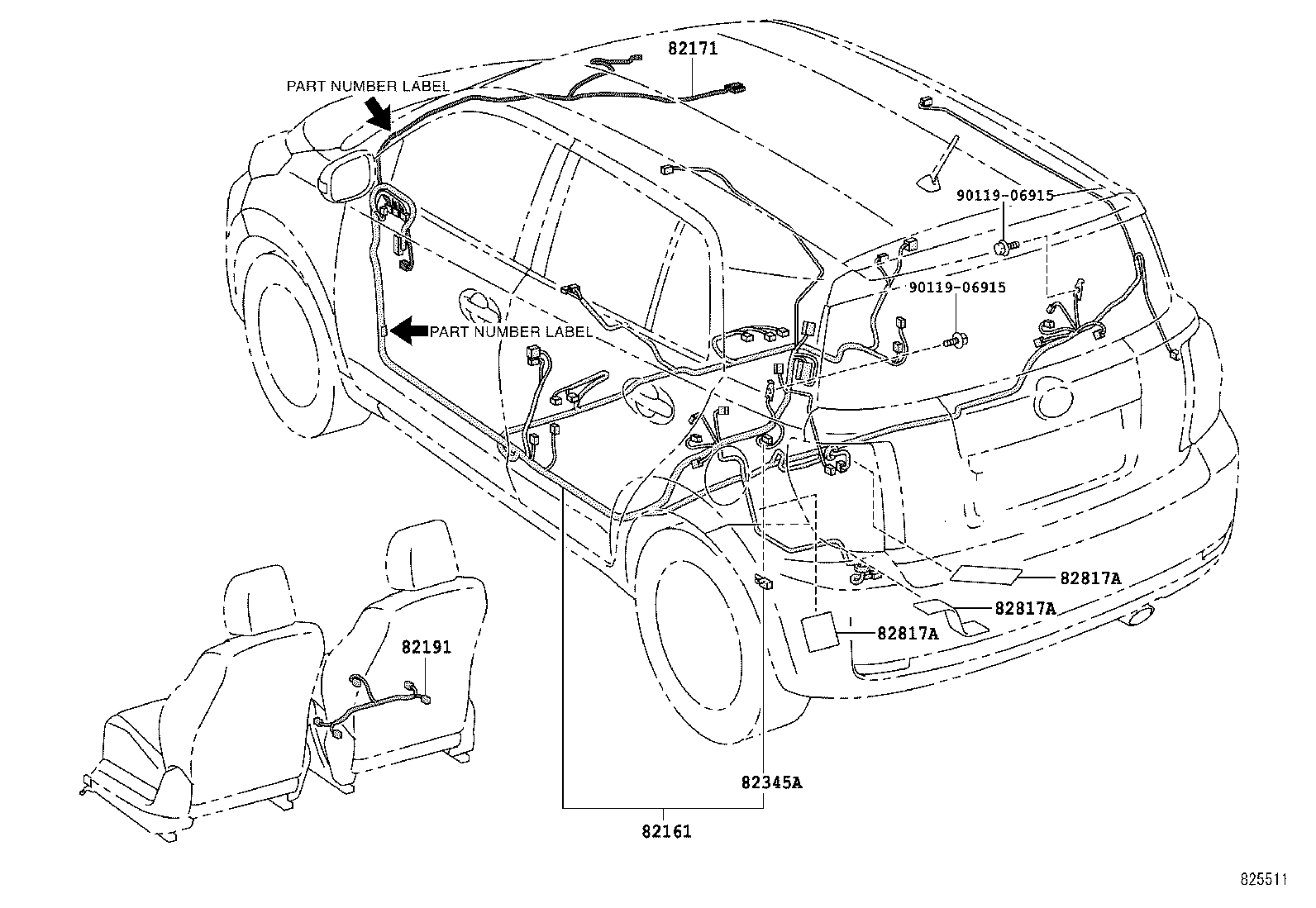 82191-33140 WIRE, FRONT SEAT, RH product image