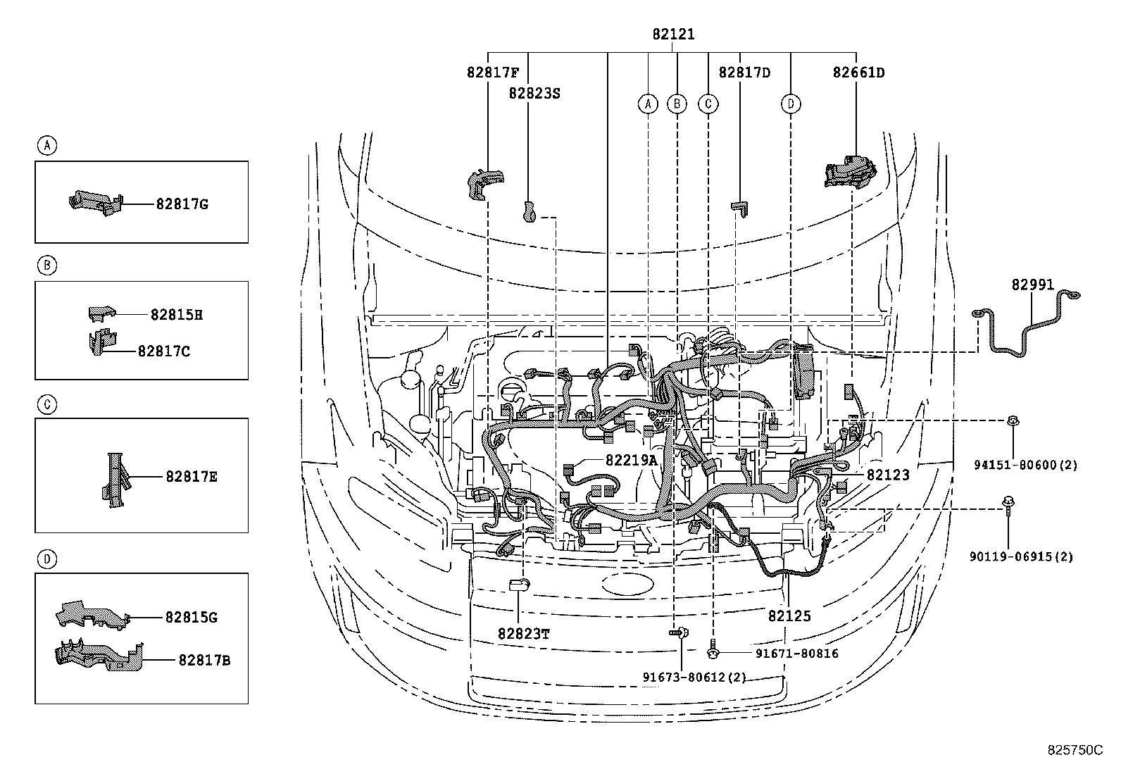 82142-12450 WIRE, INSTRUMENT PANEL, NO.2 product image