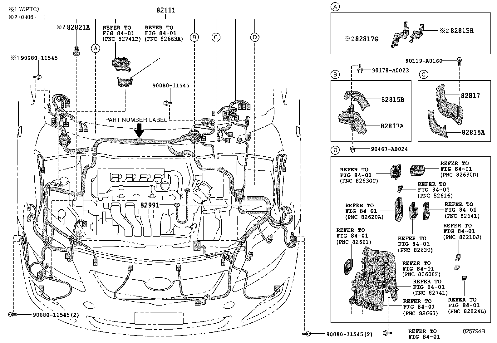 Toyota 82154-02420 WIRE, REAR DOOR, NO.2