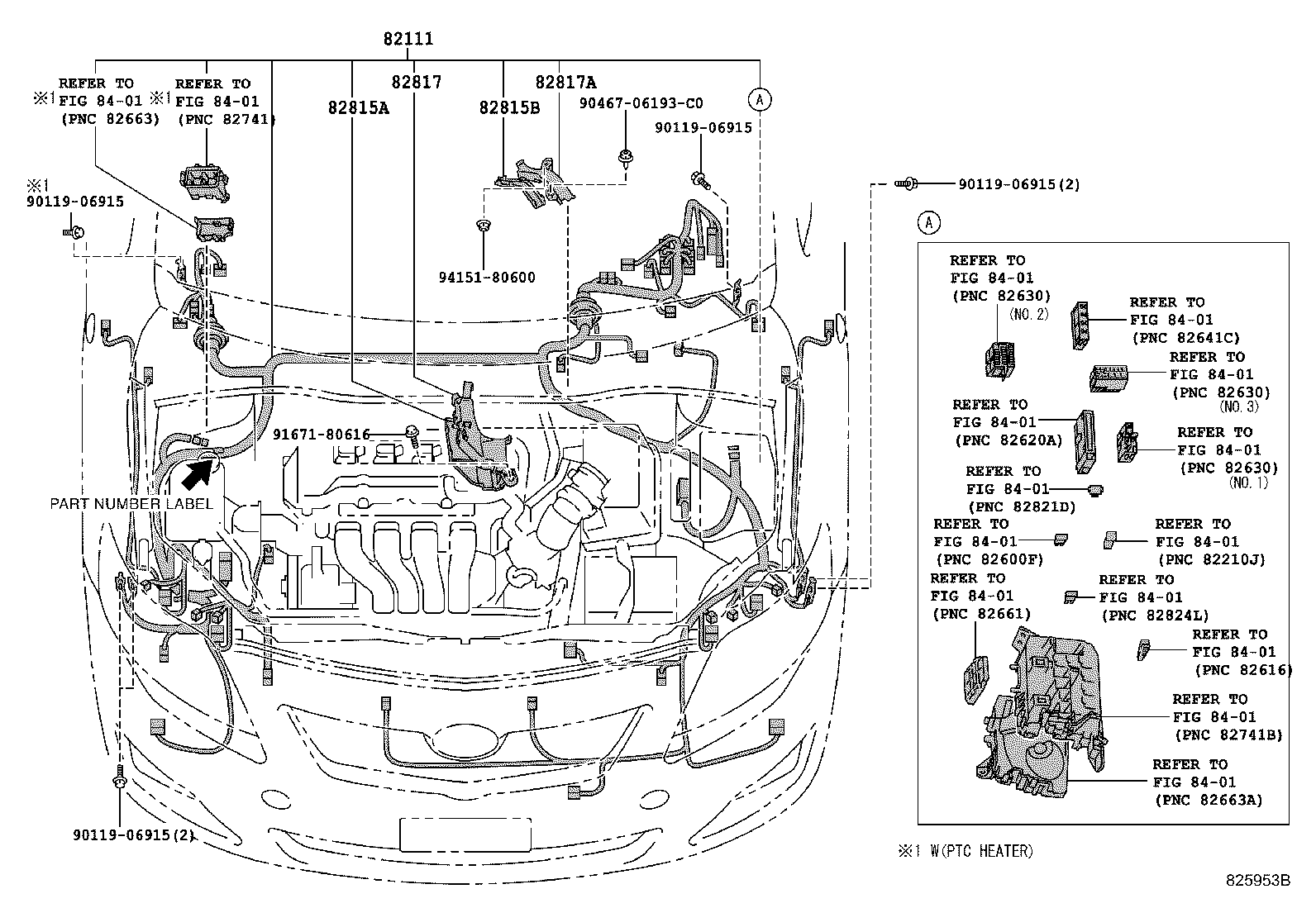 Toyota 82153-12880 WIRE, REAR DOOR, NO.1