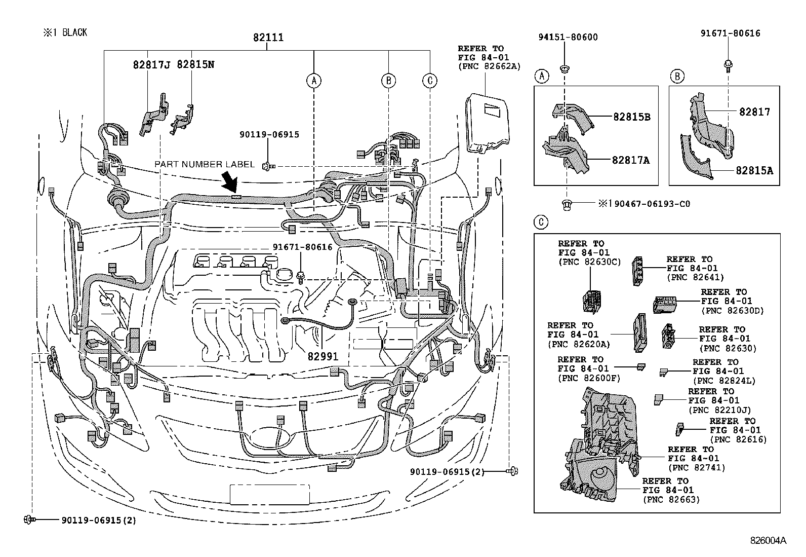 Toyota 82154-02480 WIRE, REAR DOOR, NO.2