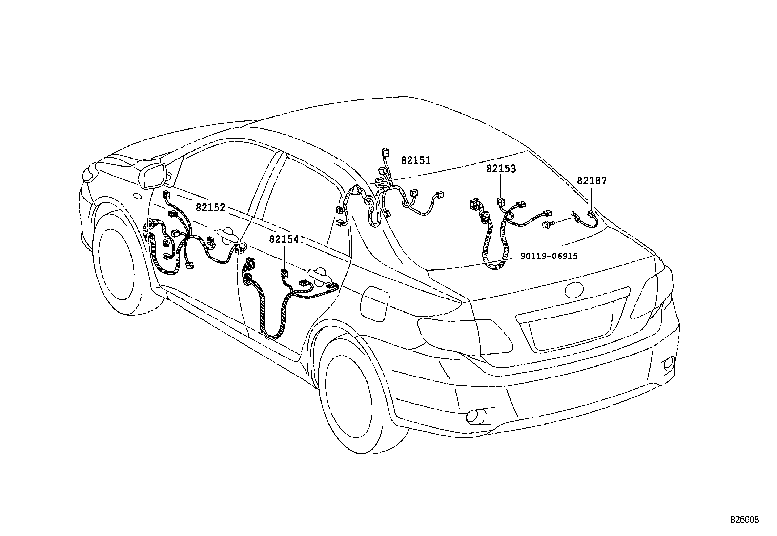 82154-02480 WIRE, REAR DOOR, NO.2 product image