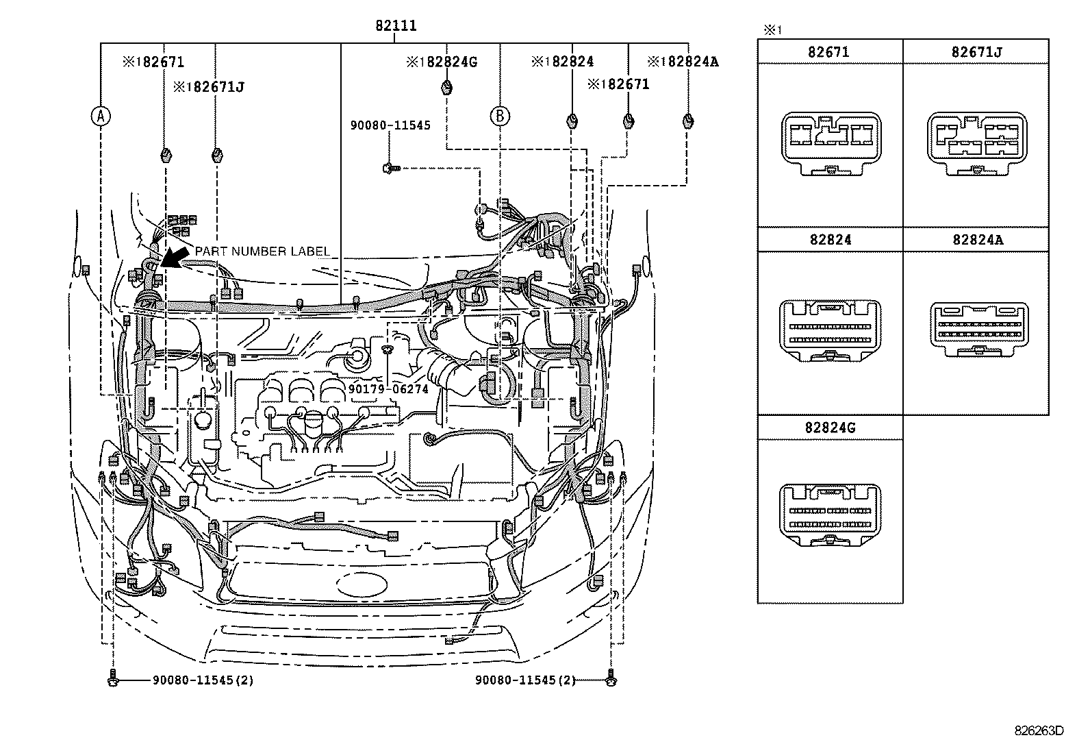 Toyota 82161-0R080 WIRE, FLOOR