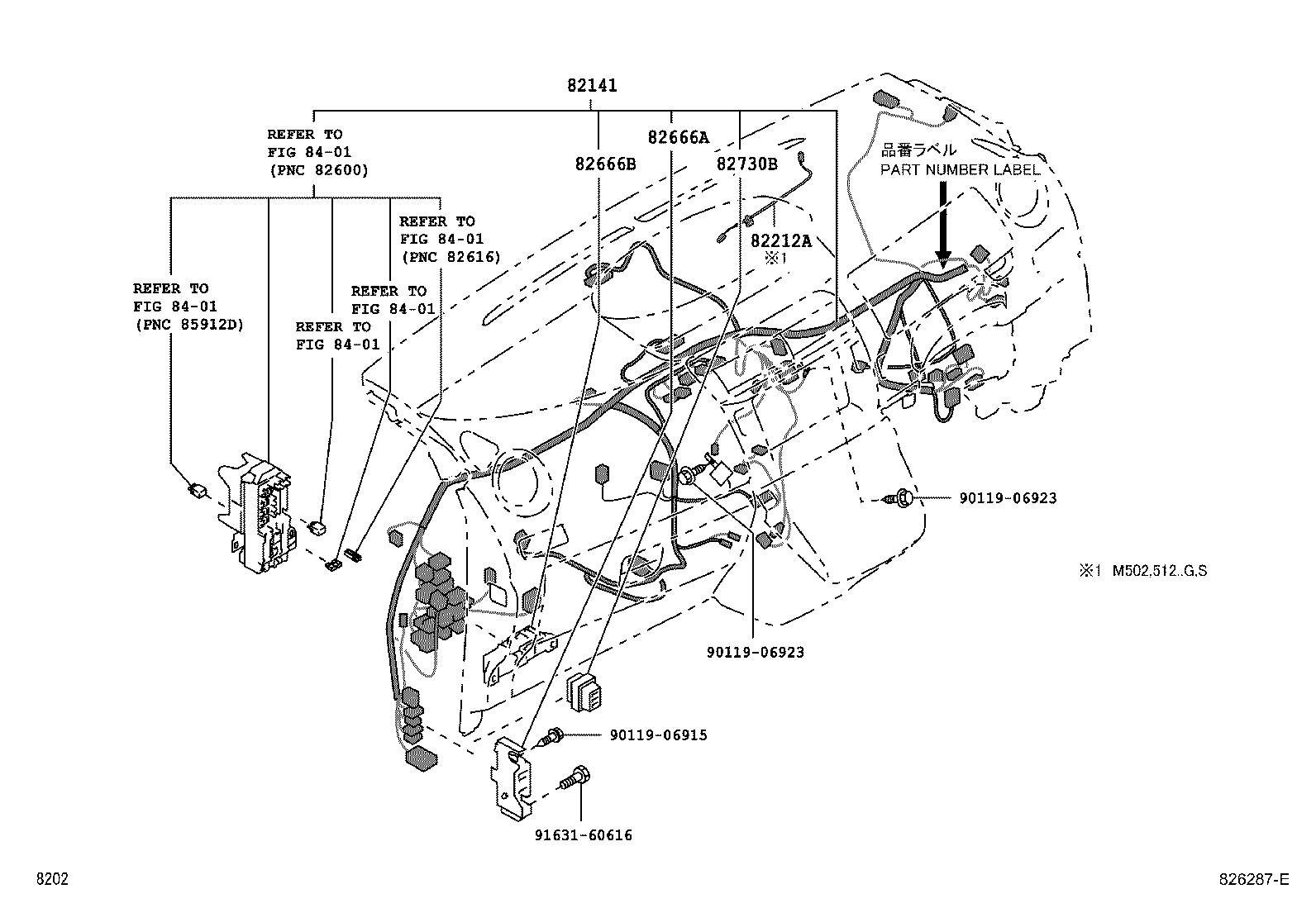 82153-B1050 WIRE, REAR DOOR, RH product image