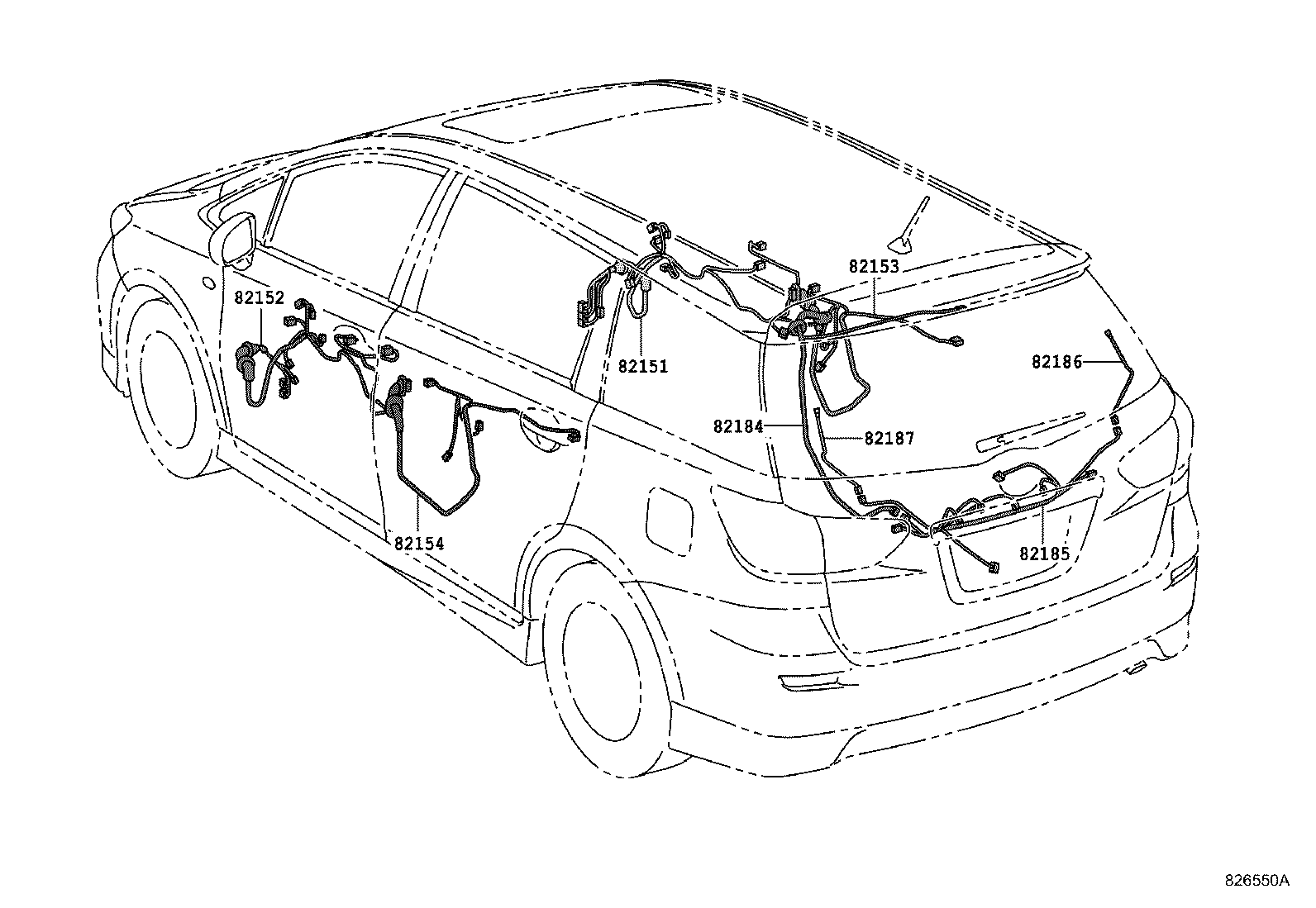 82154-68060 WIRE, REAR DOOR, NO.2 product image