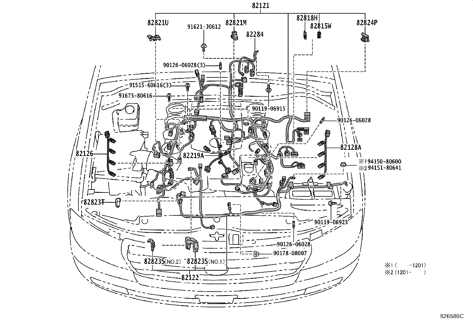 82142-60C80 WIRE, INSTRUMENT PANEL, NO.2 product image