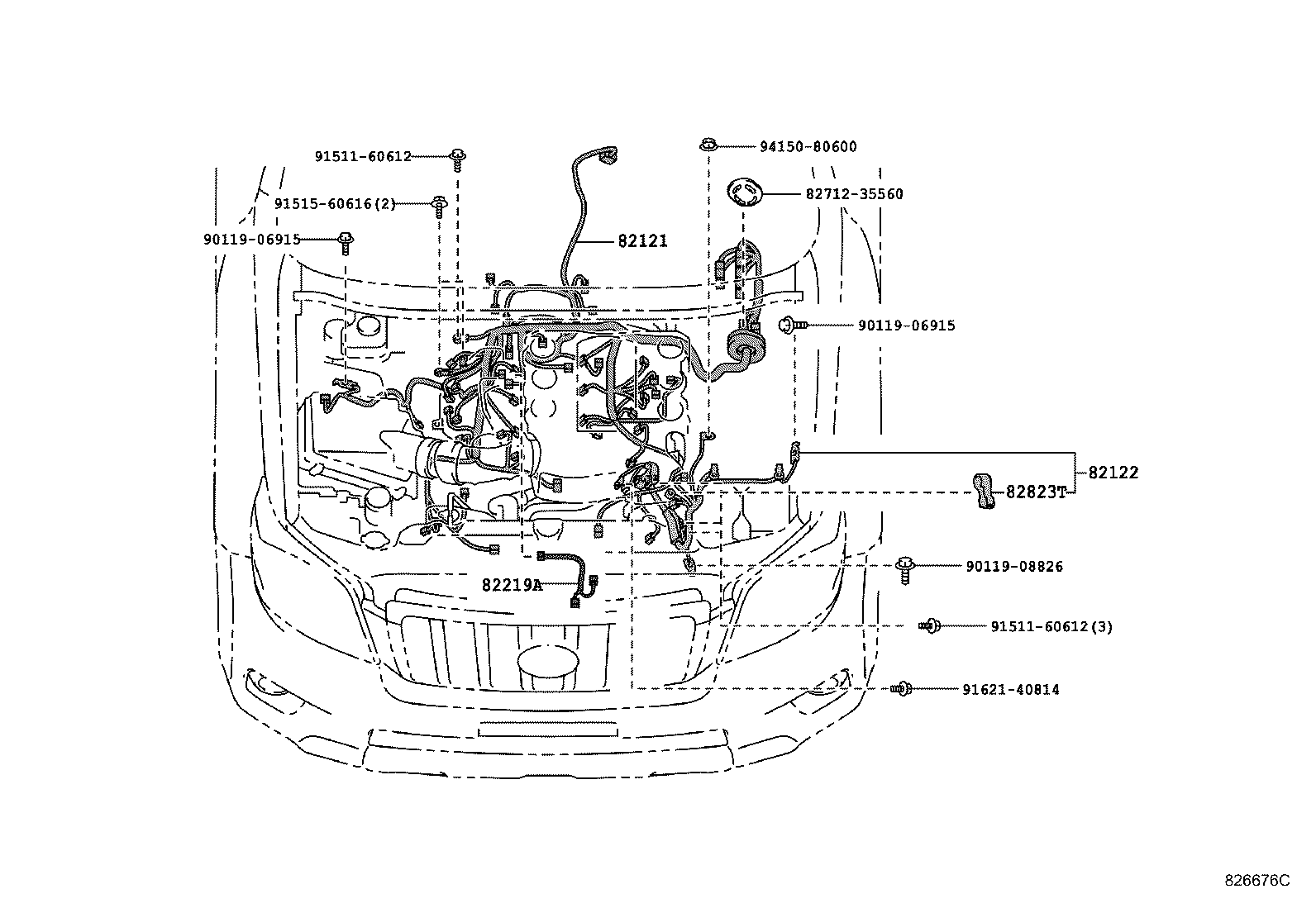 82122-60600 WIRE, ENGINE, NO.2 product image