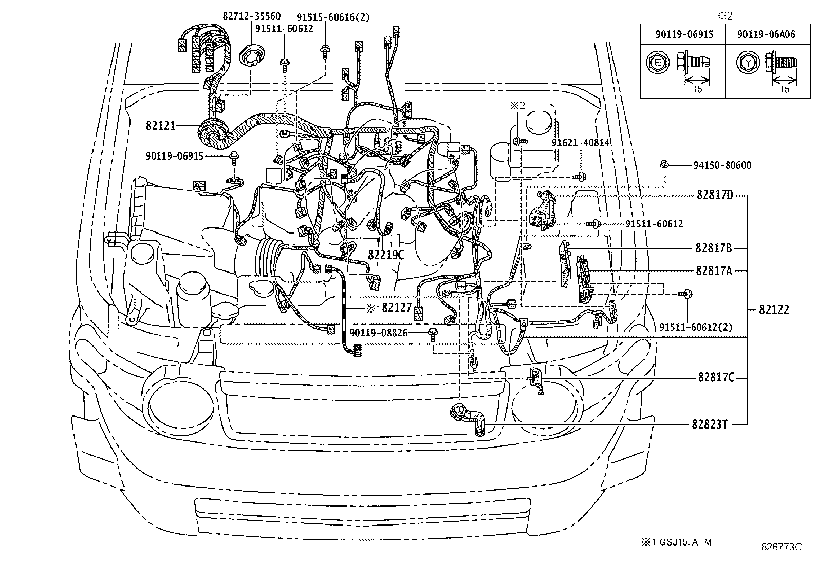 82142-35360 WIRE, INSTRUMENT PANEL, NO.2 product image