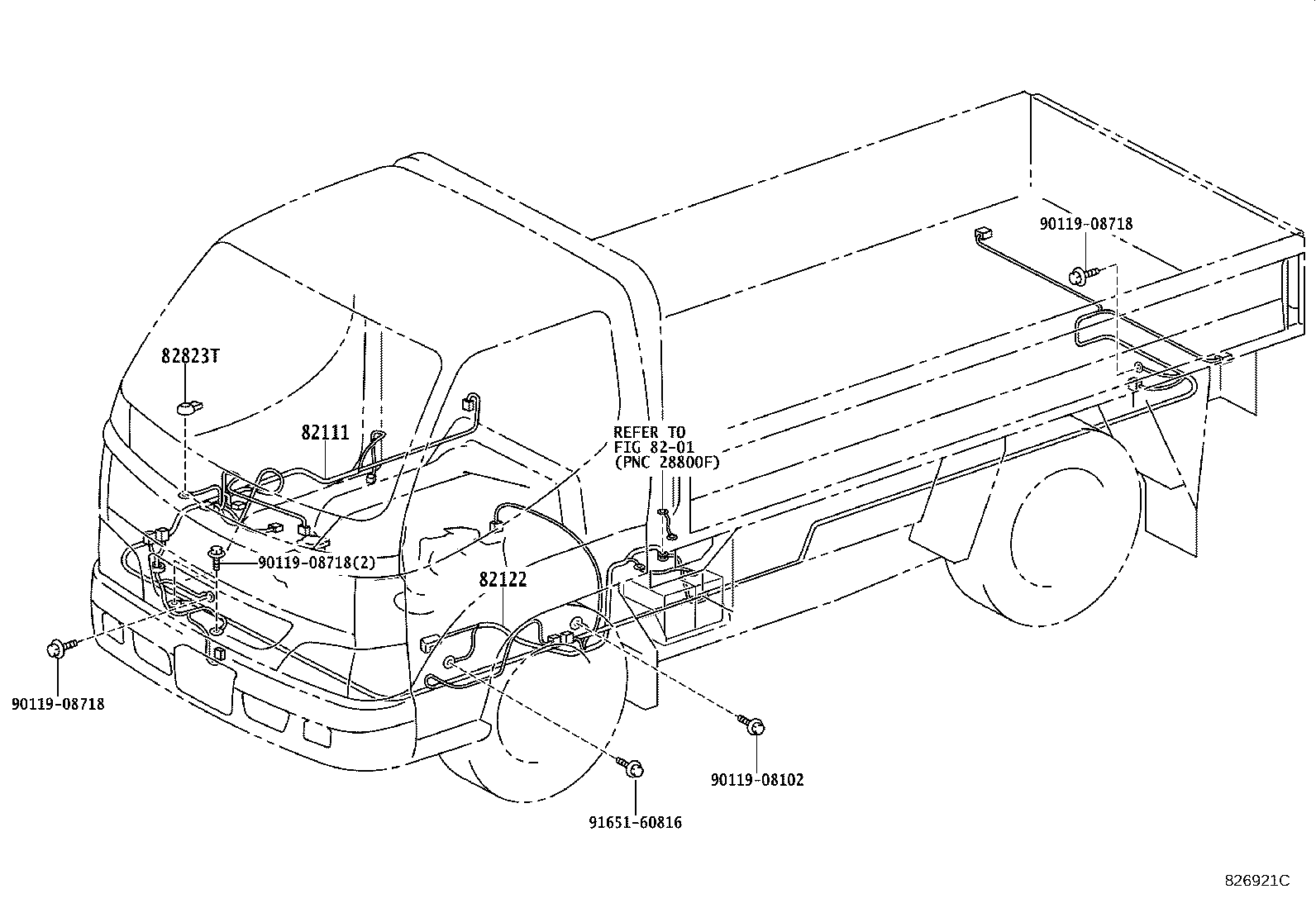 82048-37040 WIRING SUB-ASSY, FRONT DRIVE INDICATOR LAMP SWITCH product image