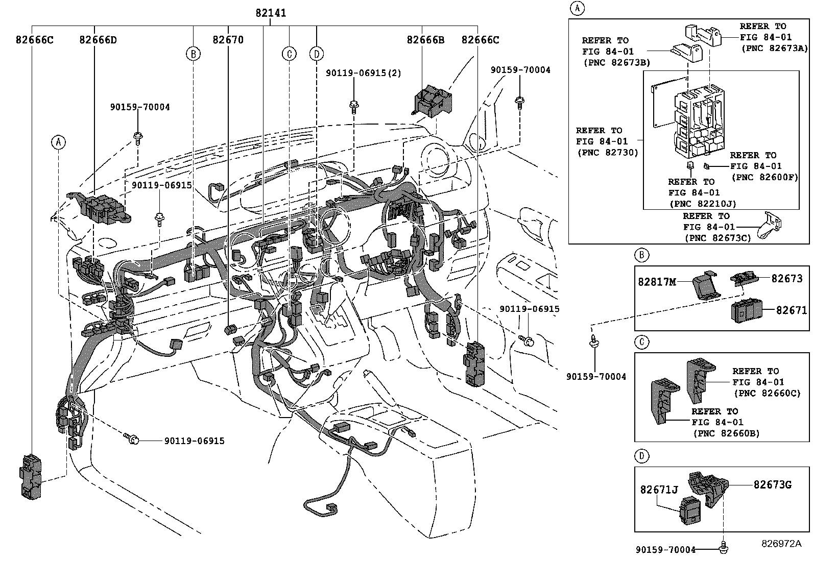 82154-12820 WIRE, REAR DOOR, NO.2 product image