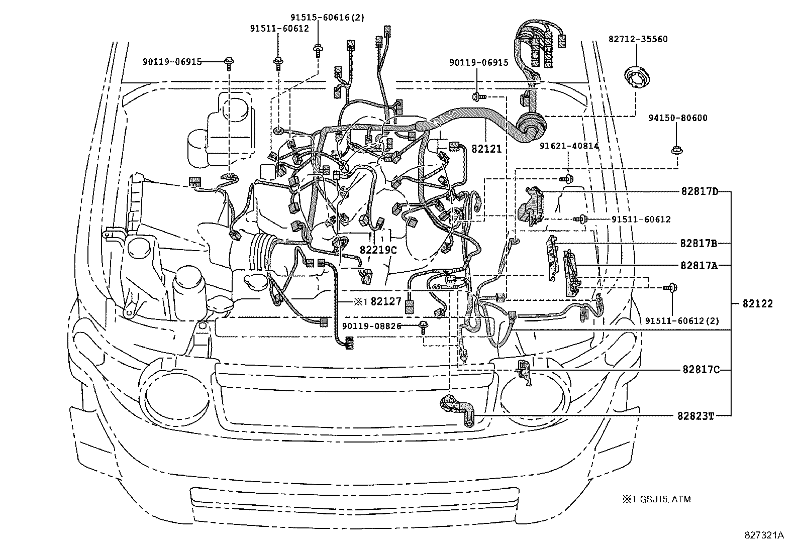 82142-35360 WIRE, INSTRUMENT PANEL, NO.2 product image
