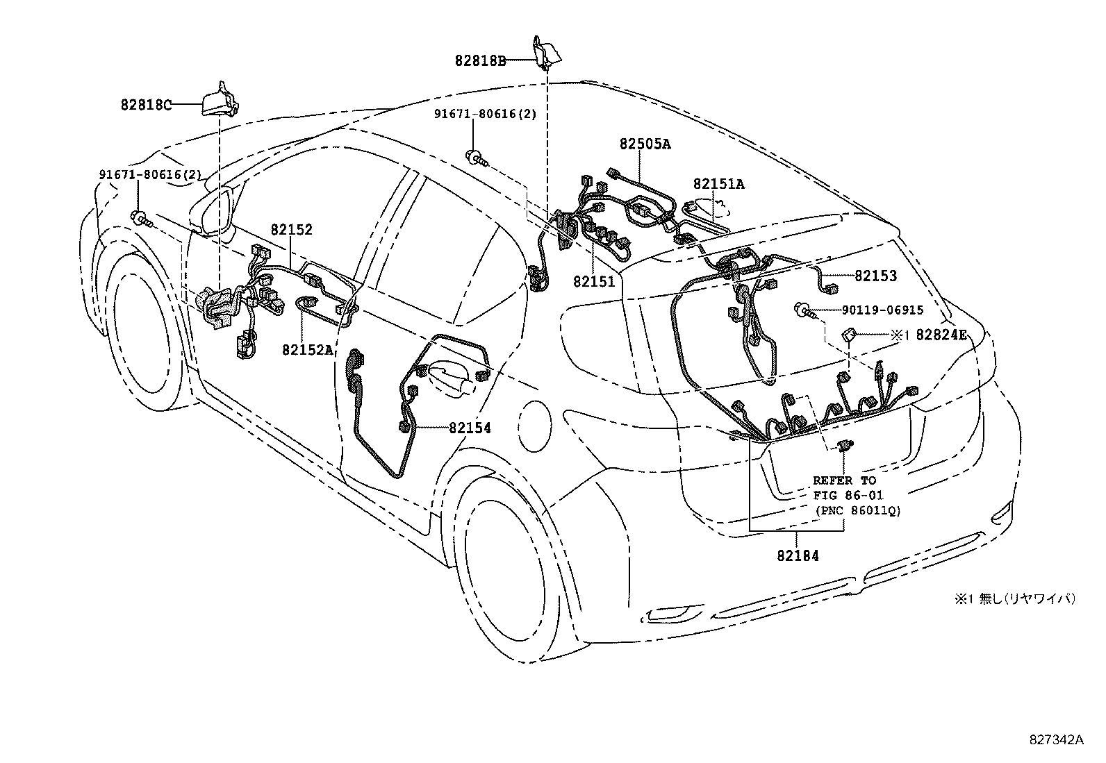 82142-76240 WIRE, INSTRUMENT PANEL, NO.2 product image